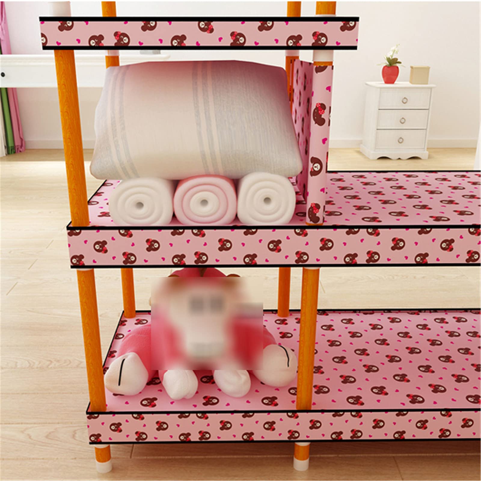 EsEntL Guardaroba Rosa, Semplice Armadio in Tela di Tessuto, Grande Camera da Letto, Organizer Multifunzionale per Vestiti, scaffali con Tasche Laterali (Dimensioni: 170 * 146 cm)