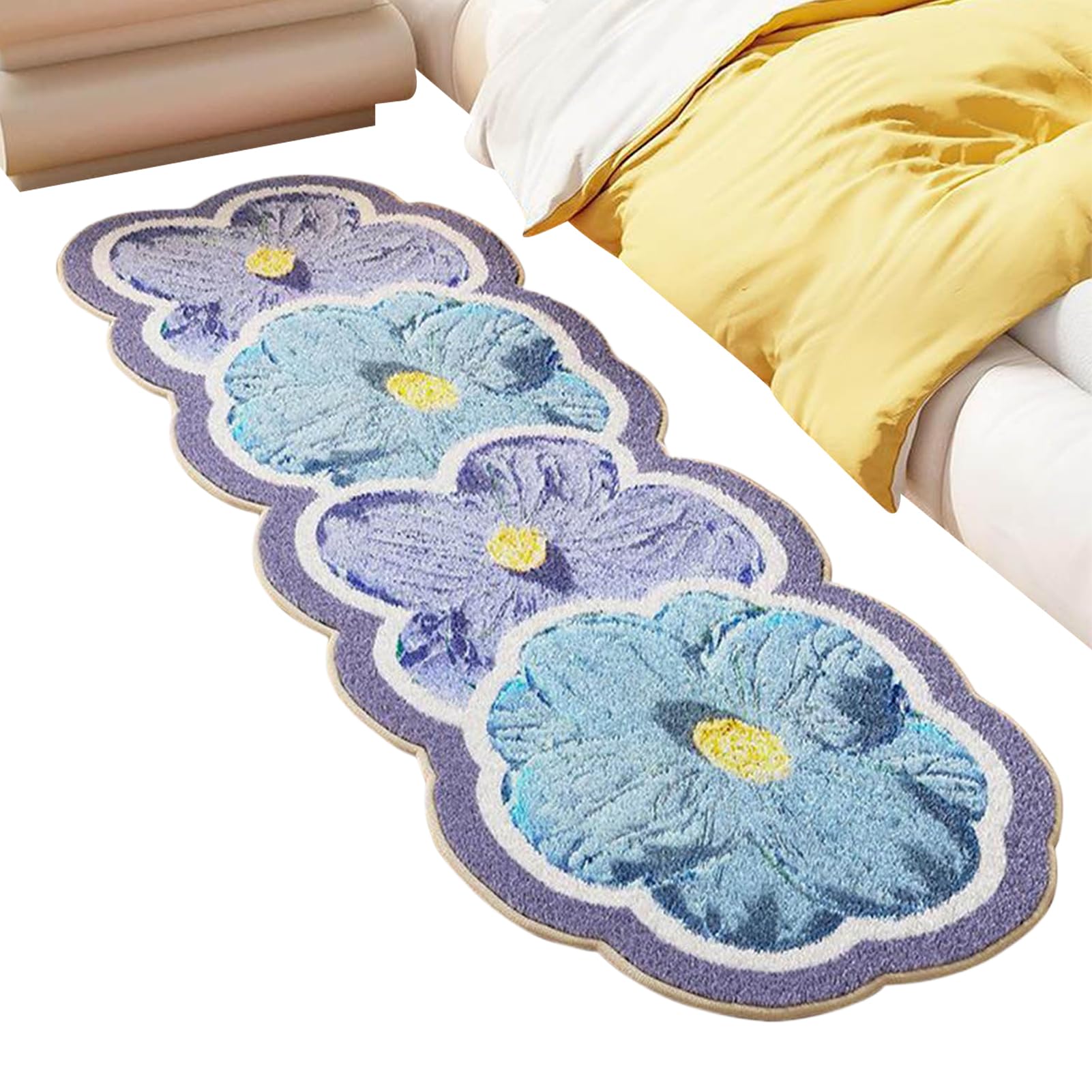 Tapis de bain floral 120 x 50 cm antidérapant et lavable pour la maison