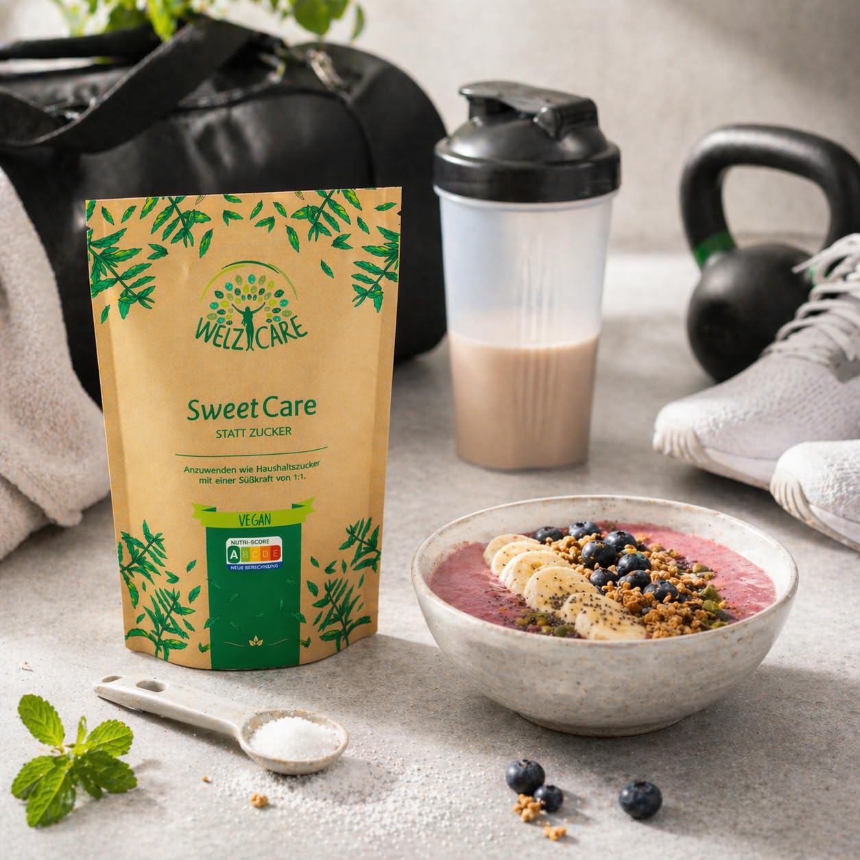 SweetCare statt Kristallzucker – Zuckerersatz – Vegan – mit Erythritol und Stevia – Made in EU - 1 x 1Kg