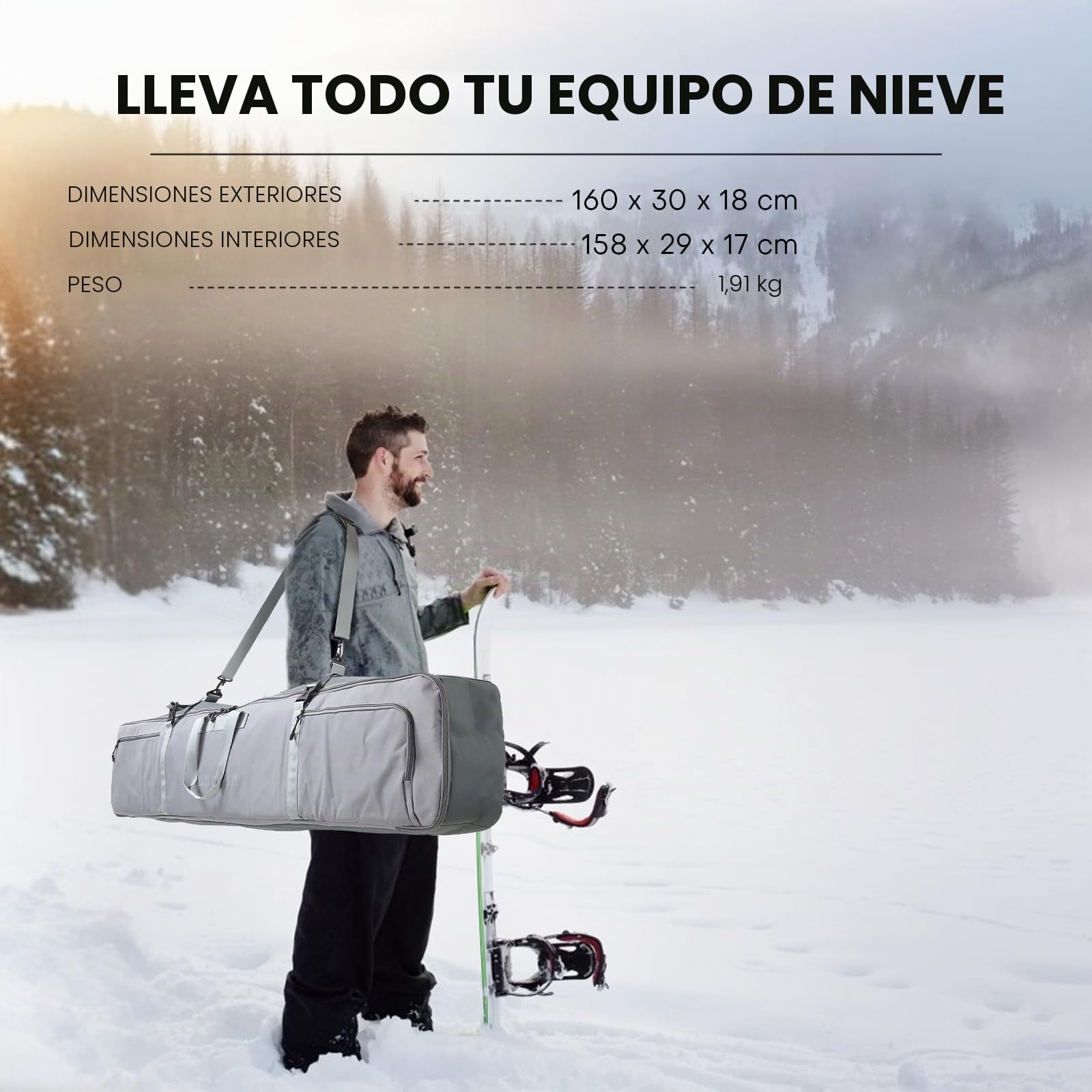 Bolsas de Snowboard Acolchada Premium Funda para Tabla de Viaje Larga