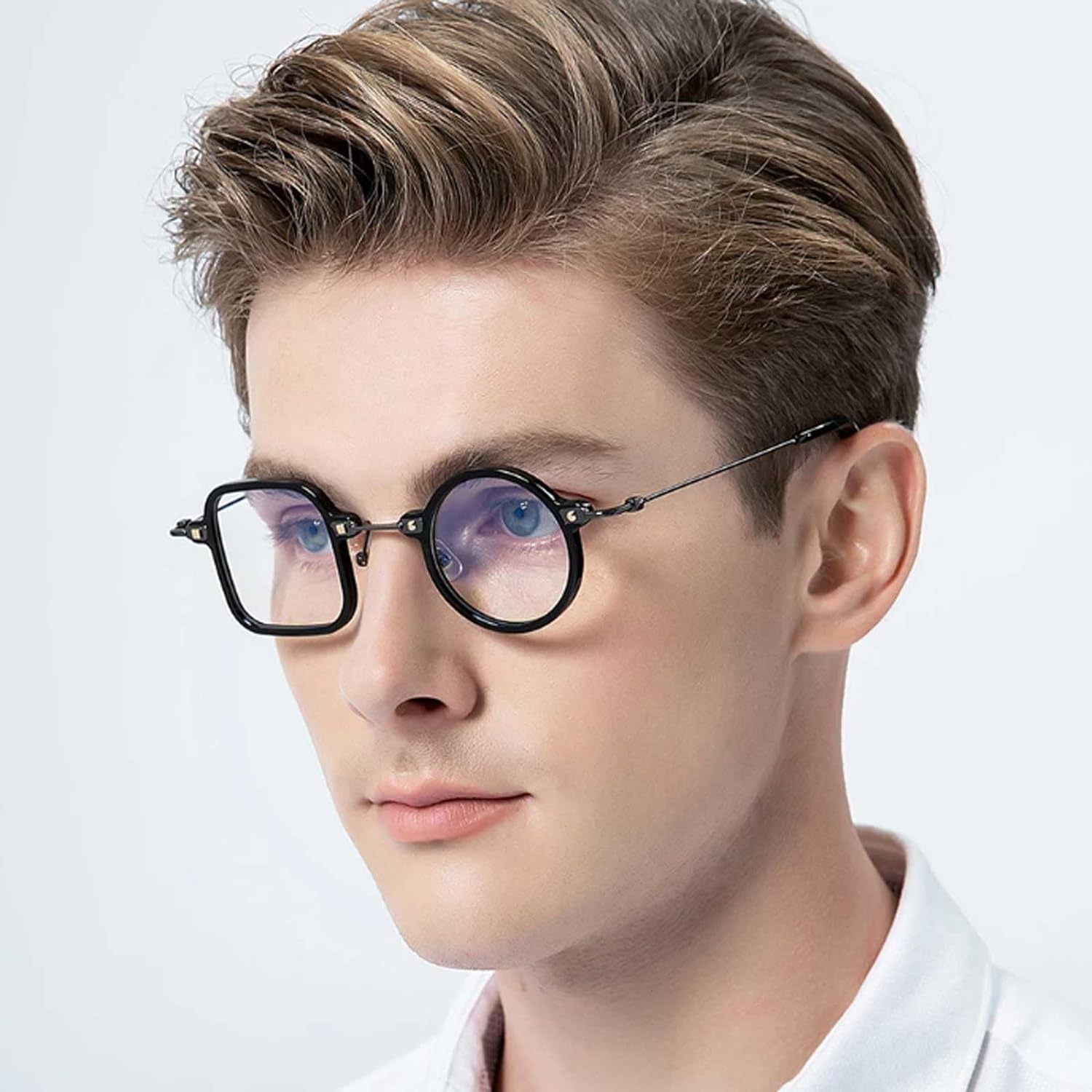 Męskie oprawki okularów lewe kwadratowe prawe okrągłe oprawki okularów octan tytanowe damskie oprawki do okularów vintage oprawki do okularów