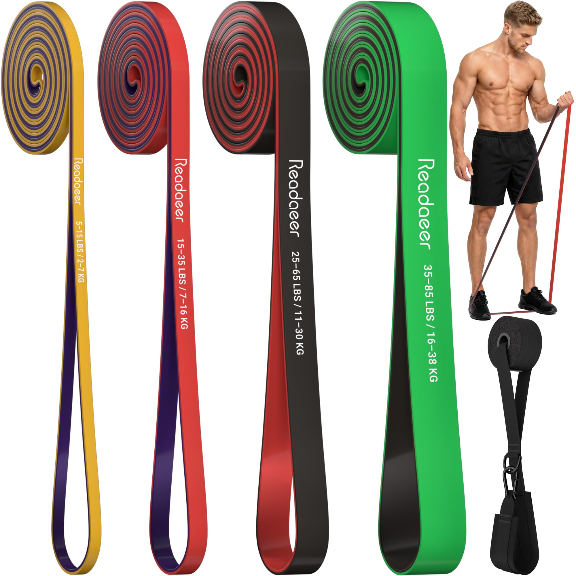 Resistance Bands Set for Men & Women, 4 Levels Exercise Bands, 5-85 LBS