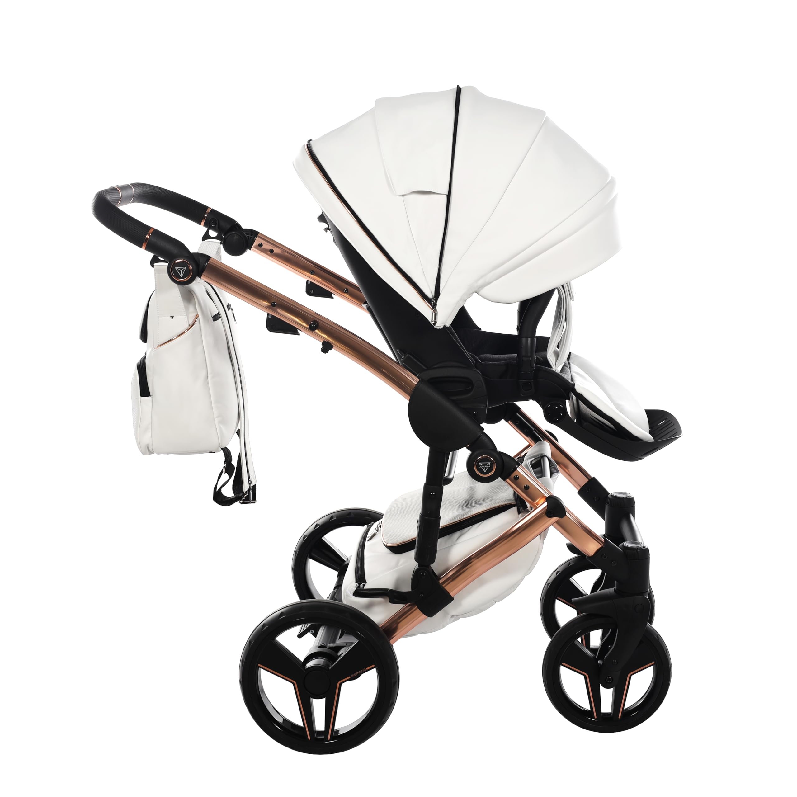 Junama Passeggino TRIO Diamond S Class 01 Bianco e Rame - 2in1 3in1 4in1 + ombrellino (3 in 1 con Seggiolino Auto)