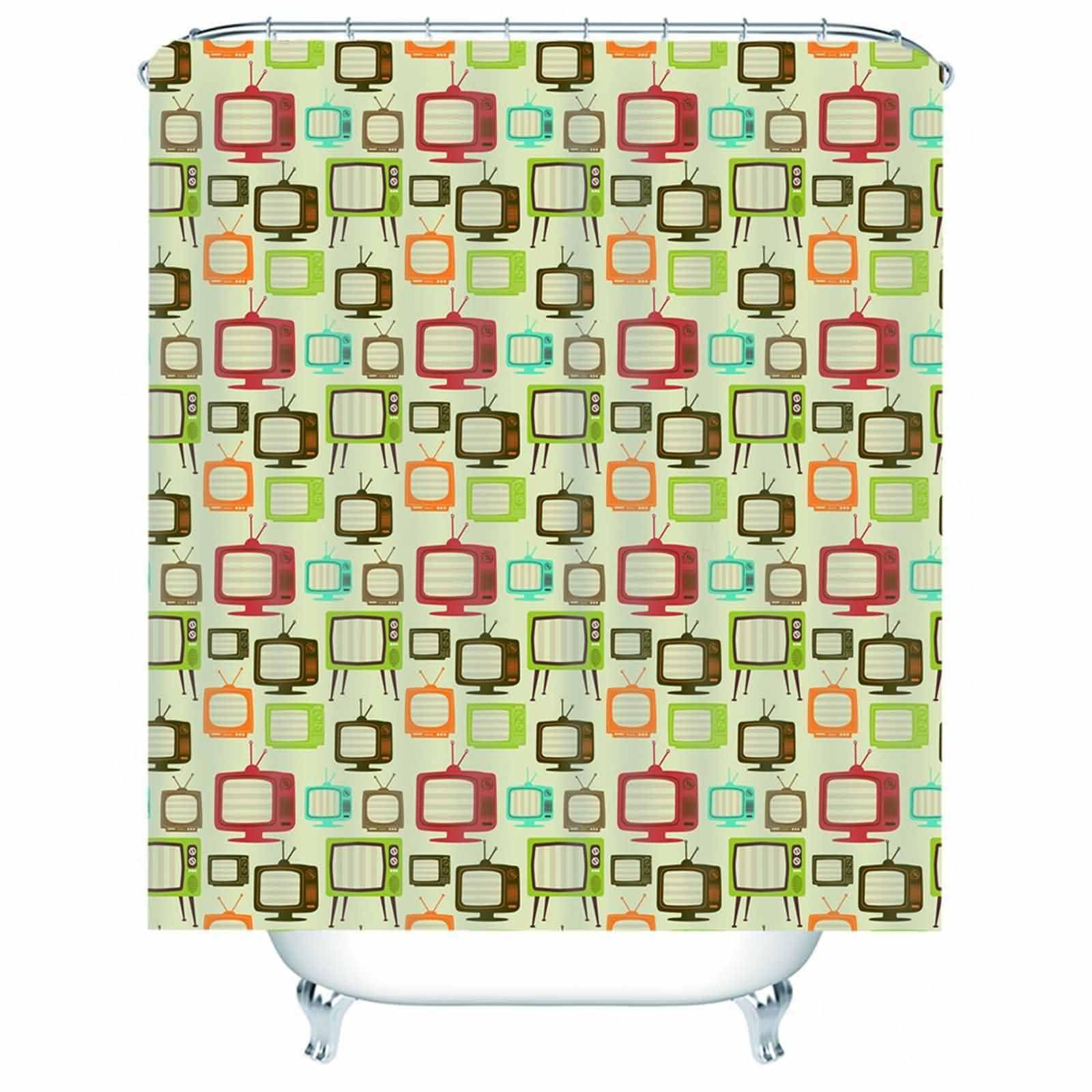 Rideau douche isolant anti-froid tissu étanche 3D vieux téléviseur 200x180
