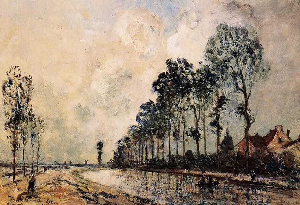 Cuadro en lienzo il canale Oorcq Aisne de Jongkind para decorar el dormitorio con arte, 60x90cm 5
