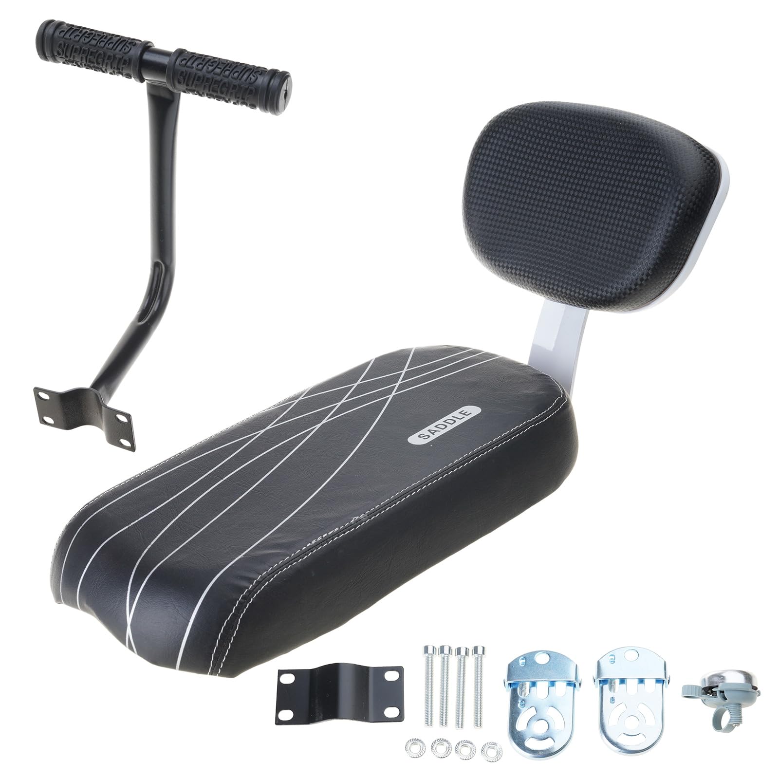Ensemble de Repose-Pieds et accoudoirs pour sièges arrière de vélo, Porte-bébés de sécurité pour, sièges de vélo pour bébé avec accoudoir et Dossier, vélo pour Enfant avec Dossier