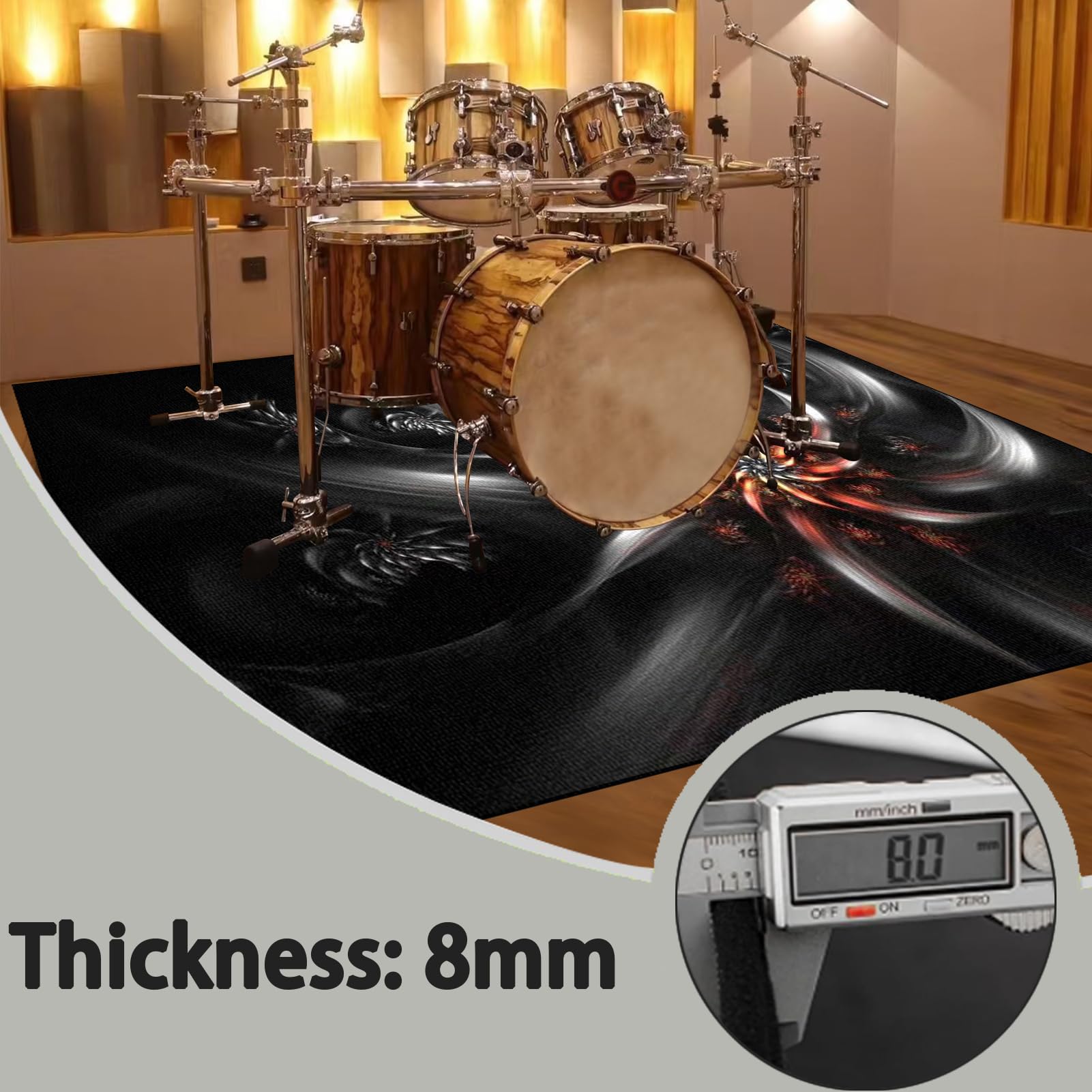 Dywan z baterią akustyczną, dźwiękoszczelny dywanik z baterią, elektroniczny dywanik do bębna basowego, antypoślizgowy do bębna basowego i innych elementów zestawu dywaników do dywanika 160 x 120 cm