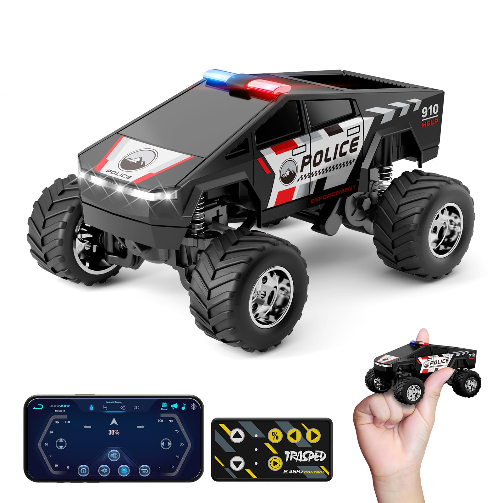 SOONYANG Remote Control Car APP Controlled 1 64 Scale Mini RC Truck Alloy Body with LED Lights 2