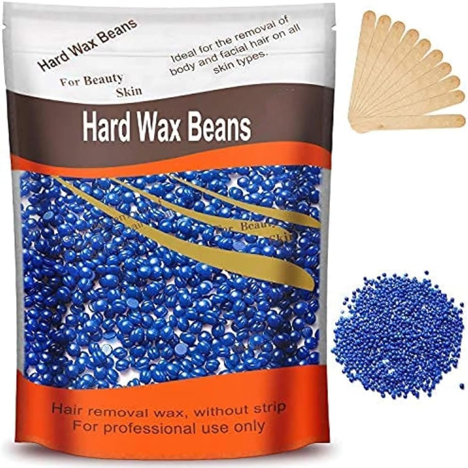 Milatech Hard Wax Beads for Hair Removal, Wax Beads for Sensitive Skin, Har Wax Beans for Thick Hair, Waxing Beads for Face, Eyebrows, Body, Bikini, Brazilian Home 300 g (10 oz)/bag (Chamomile)