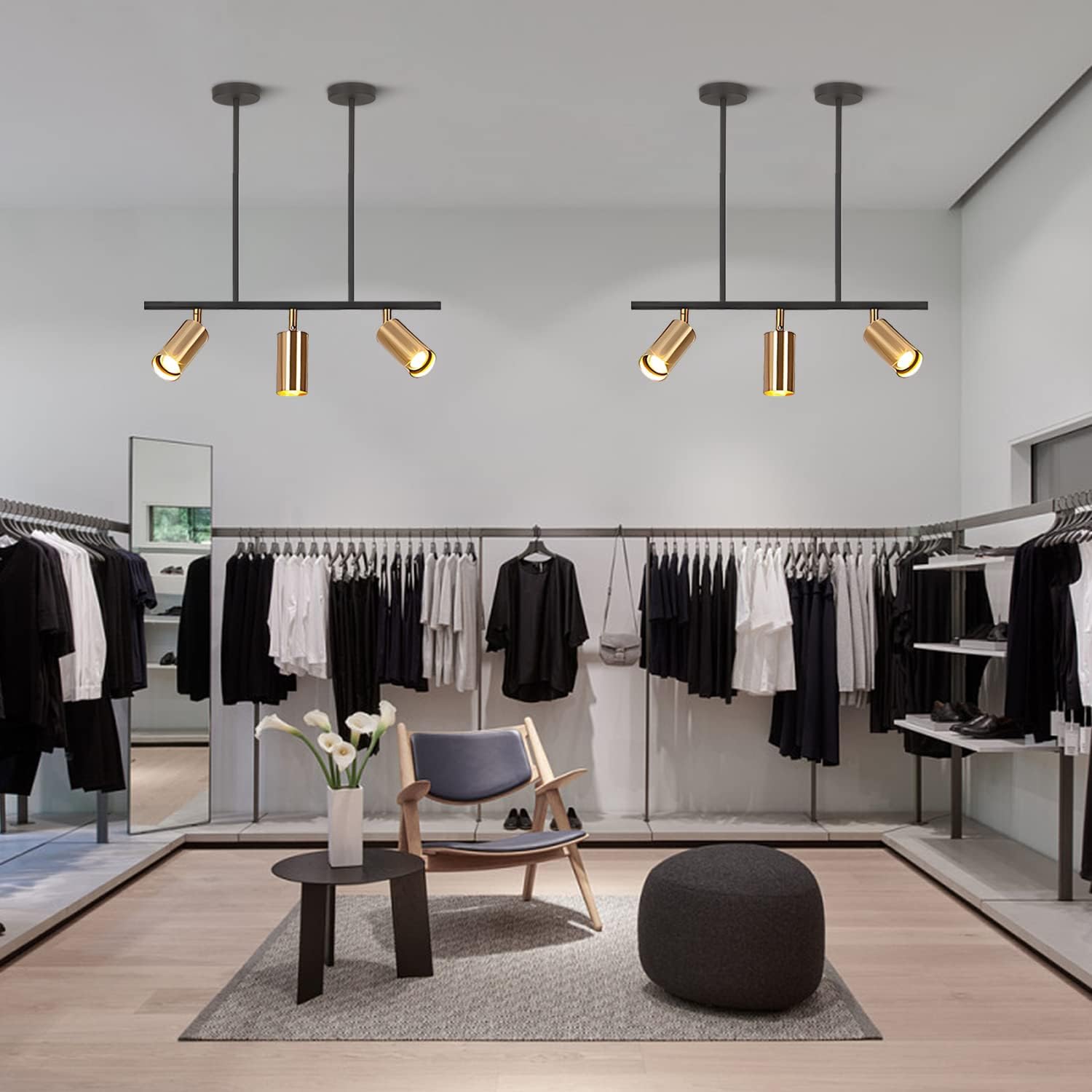 BOKT 3 Light Track Lighting Kit Black Gold LED Ceiling Spotlight Fixture Industrial 3 Way Ceiling Spot Lighting Farmhouse Linear Pendant Lighting Kitchen Island