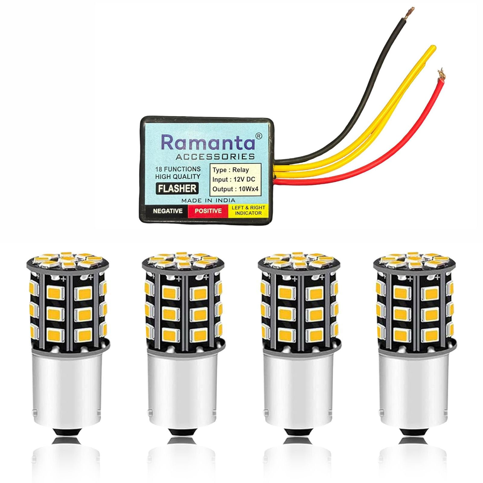 Ramanta Universal for Bike Hazard Flasher Blinker Waterproof 16 Patterns Flasher Relay with 4 LED Bulbs Indicators | LED Turn Signal Indicator Light (Hazard Flasher with 360° Indicator Bulb) CROSS PIN-image-16