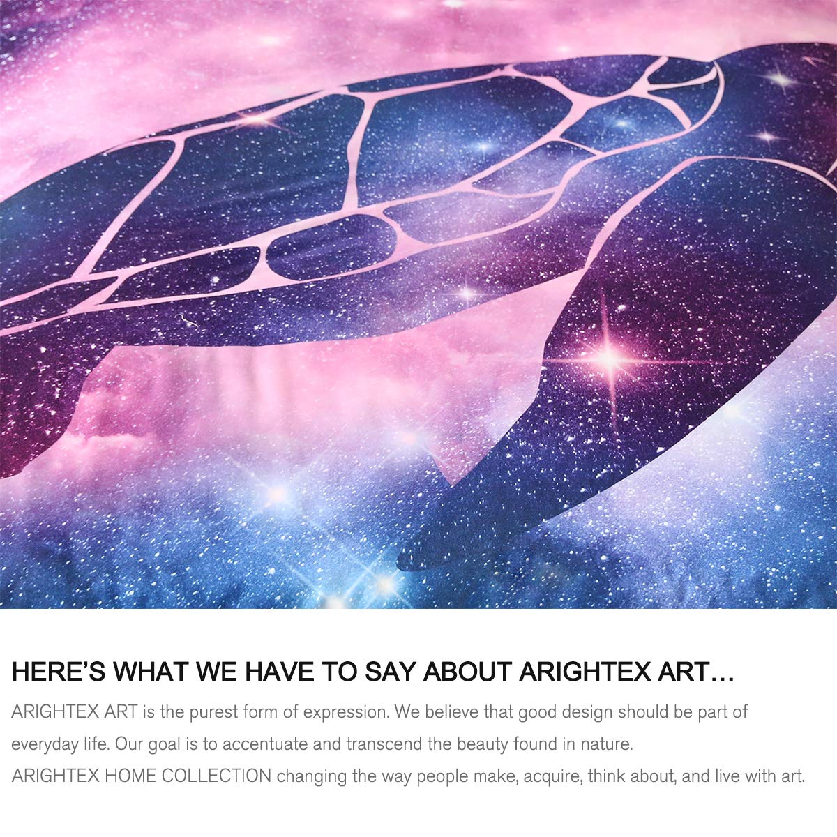 ARIGHTEX Psychedelic Sea Turtle Bed Set Cosmic Outer Space Bedding Full Size 3 Pieces Blue Purple Galaxy Animal Duvet Cover