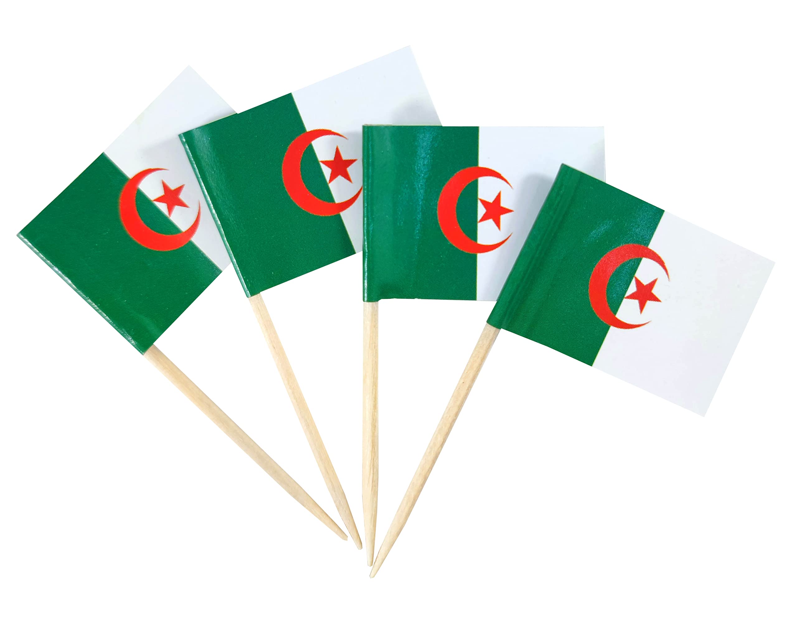 JBCD Algeria Toothpick Flag Mini Small Algerian Cupcake Topper Flags, 200pcs