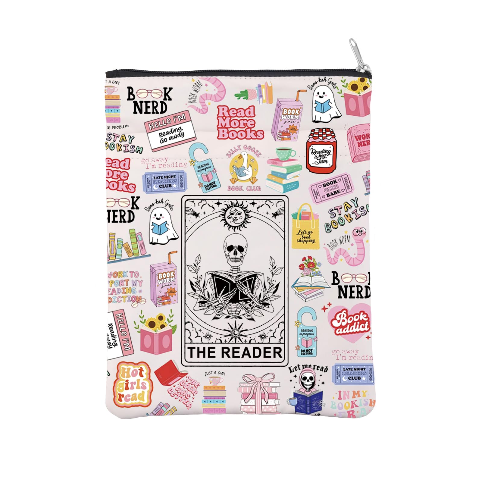 Pochette De Lecture Bauna The Reader - Motif Gothique Squelette - 22.86x29.21cm - Imperméable - Cadeau Livre