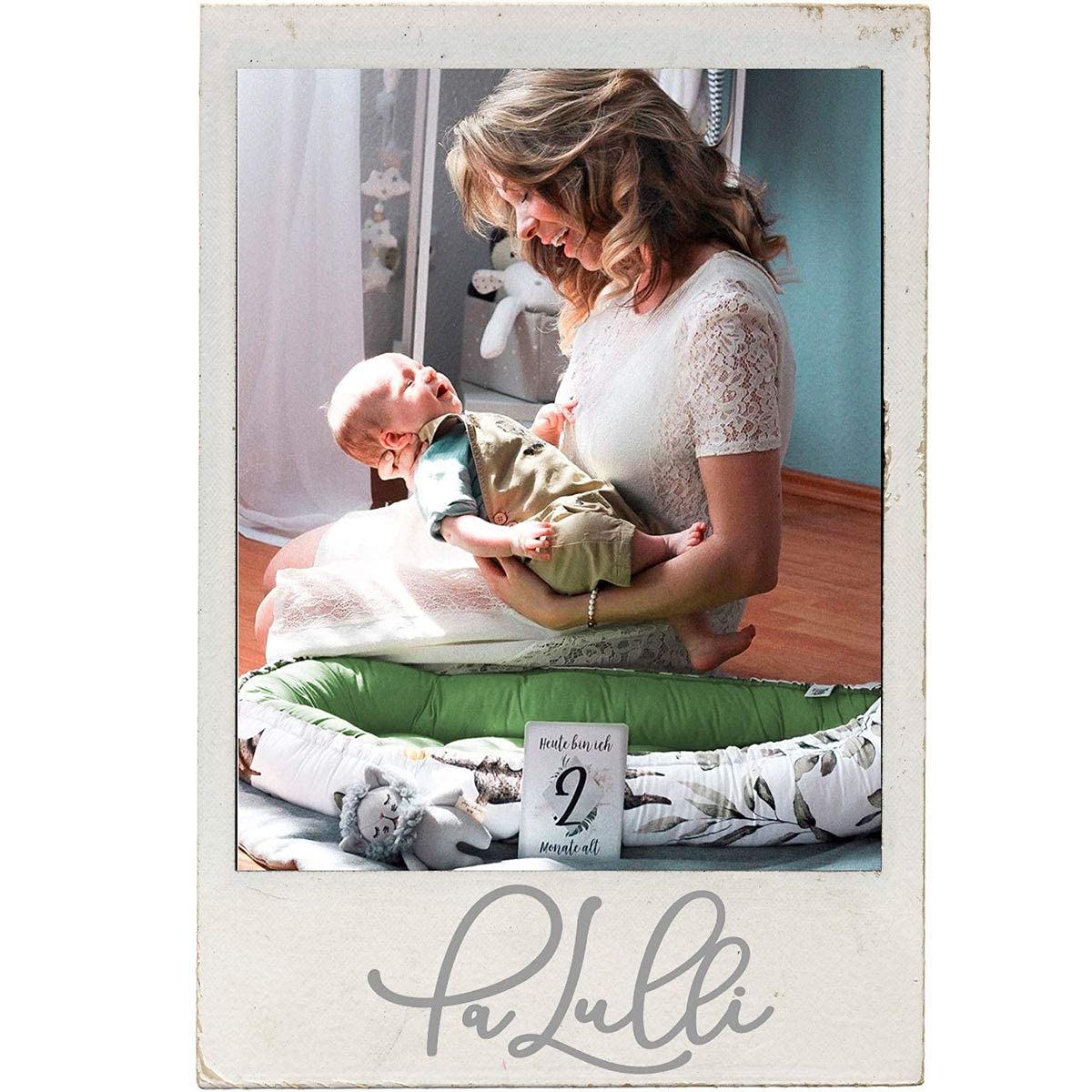 PaLulli 5 Parties Ensemble nid Douillet Comprenant nid bébé 90x50 Insert Amovible, Couverture Doudou, Oreiller Cervical, Oreiller Plat pour bébé, 100% Coton Oeko TEX (Bambi Oliv)