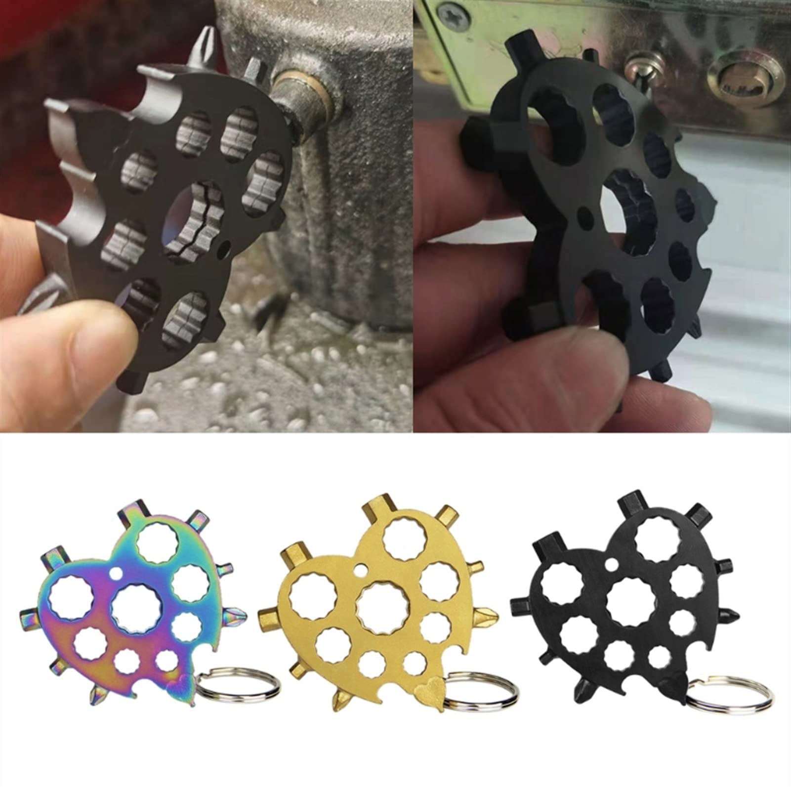 Schneeflocken-Schraubenschlüssel, Schneeflocken-Multitool, Schraubendreherschlüssel(Black)