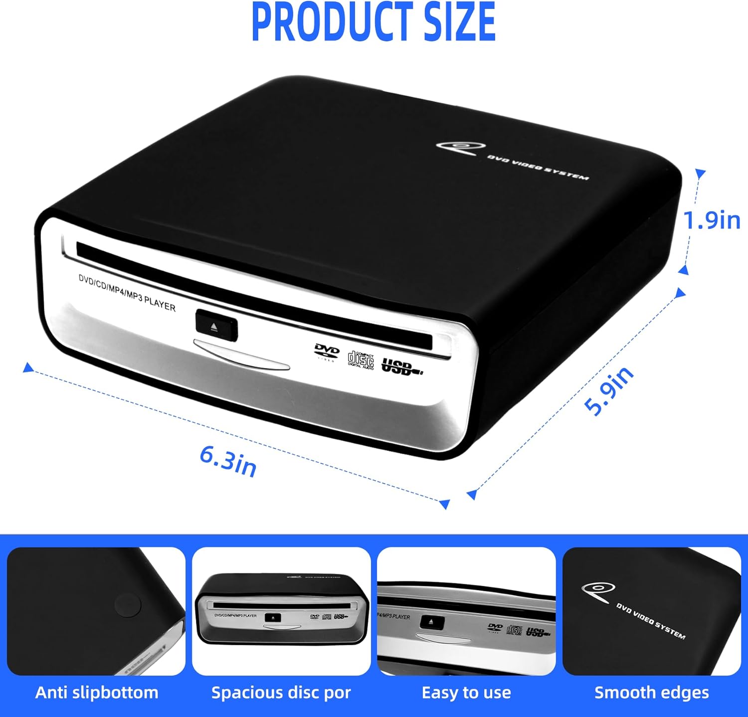 Car External CD Player, USB/AUX/FM Multi-Connection, Compatible with Car/TV/Mac/Laptops/Desktops/PC, Supports Android 4.4+ Navigation | Bovrou