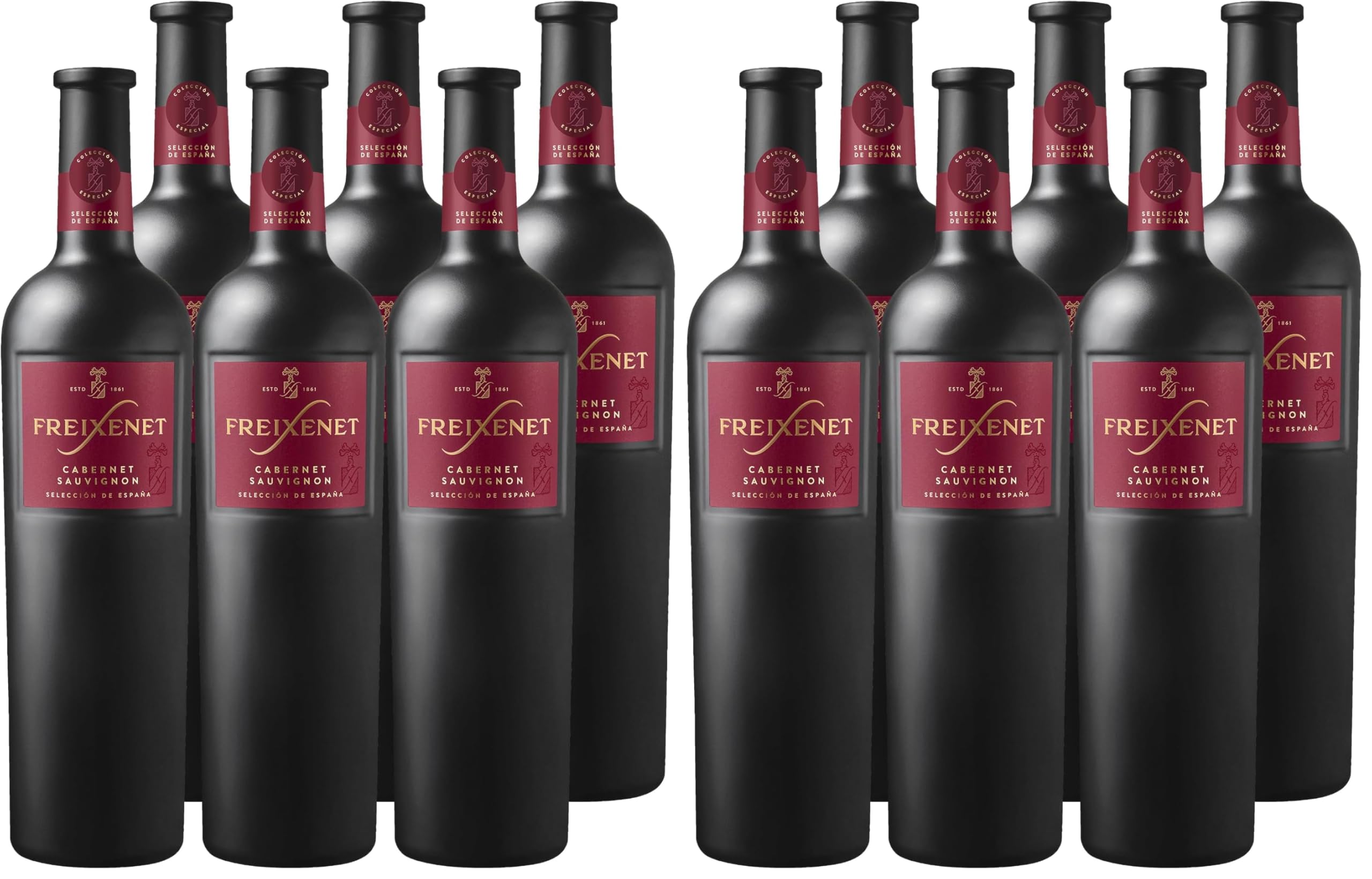 Freixenet Cabernet Sauvignon, Spanischer Rotwein (6 x 0,75 l) in sattinierter Premiumflasche, Spanish Red Wine Collection Dry, Wein, trocken - ideal zu Käse und Fleisch, vegan (Packung mit 2)
