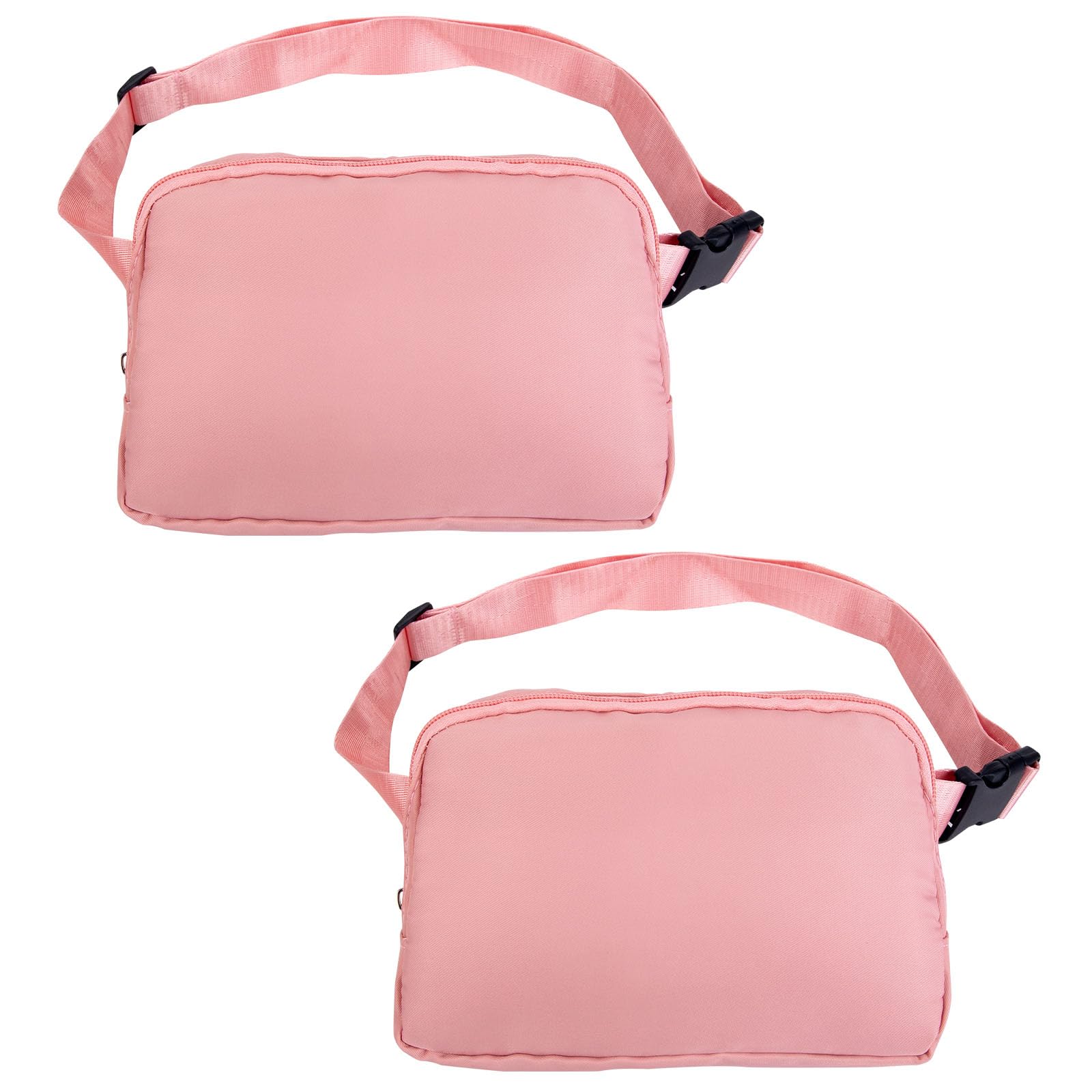 2pcs Women's Waist Bag with Adjustable Straps,Crossbody Running Belt Bag, Hands-Free Pack Gifts for Travel Outdoors Workout Cycling Hiking to Girls Women Men Unisex - Pink