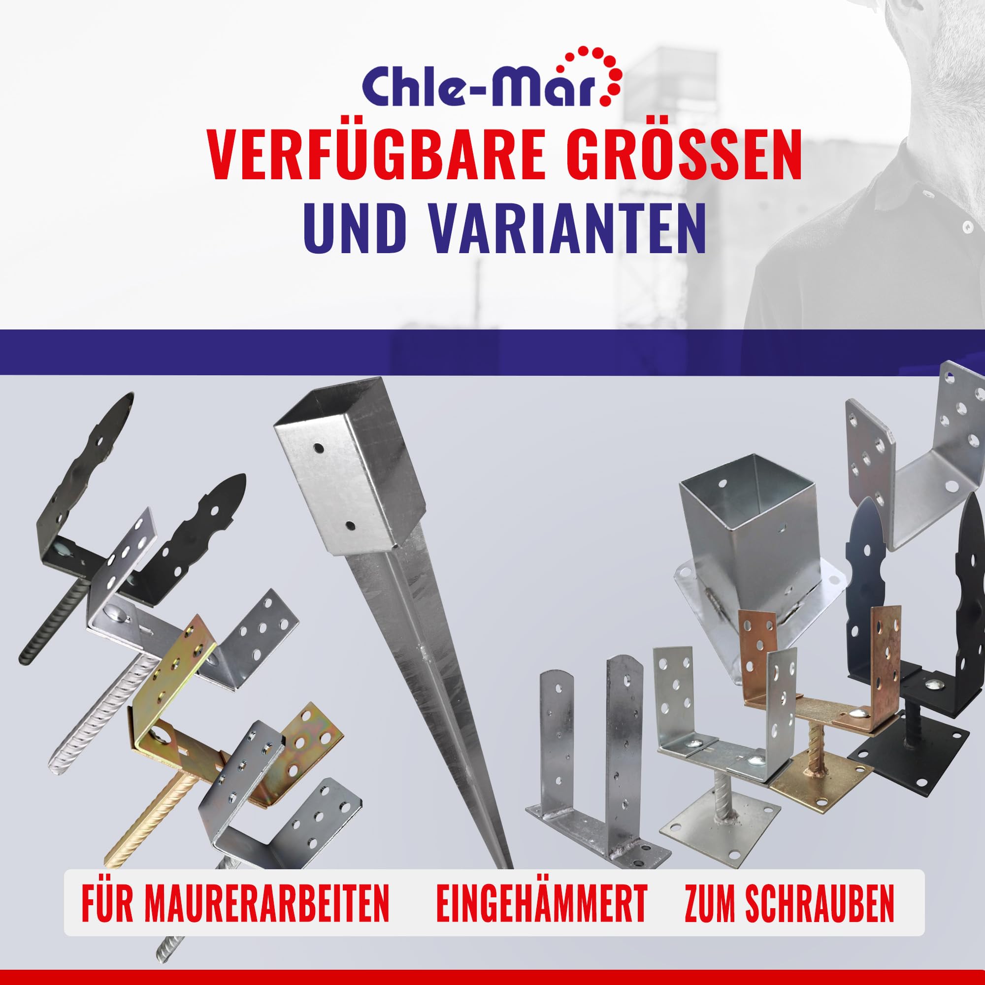 Chle-Mar – 2x Pfostenträger Einschlaghülse 60x750 mm | Stabile Bodenhülse für Holzpfosten aus Metall 3 mm | Einschlagbodenhülse/Bodenanker/Pfostenanker für Zaun, Pergola & Konstruktionen