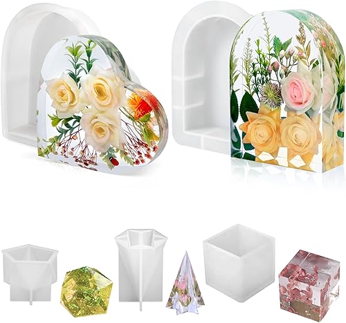 2 piezas moldes de resina de silicona, molde de fundición de resina epoxi para manualidades para preservación de flores sujetalibros arte DIY (2)