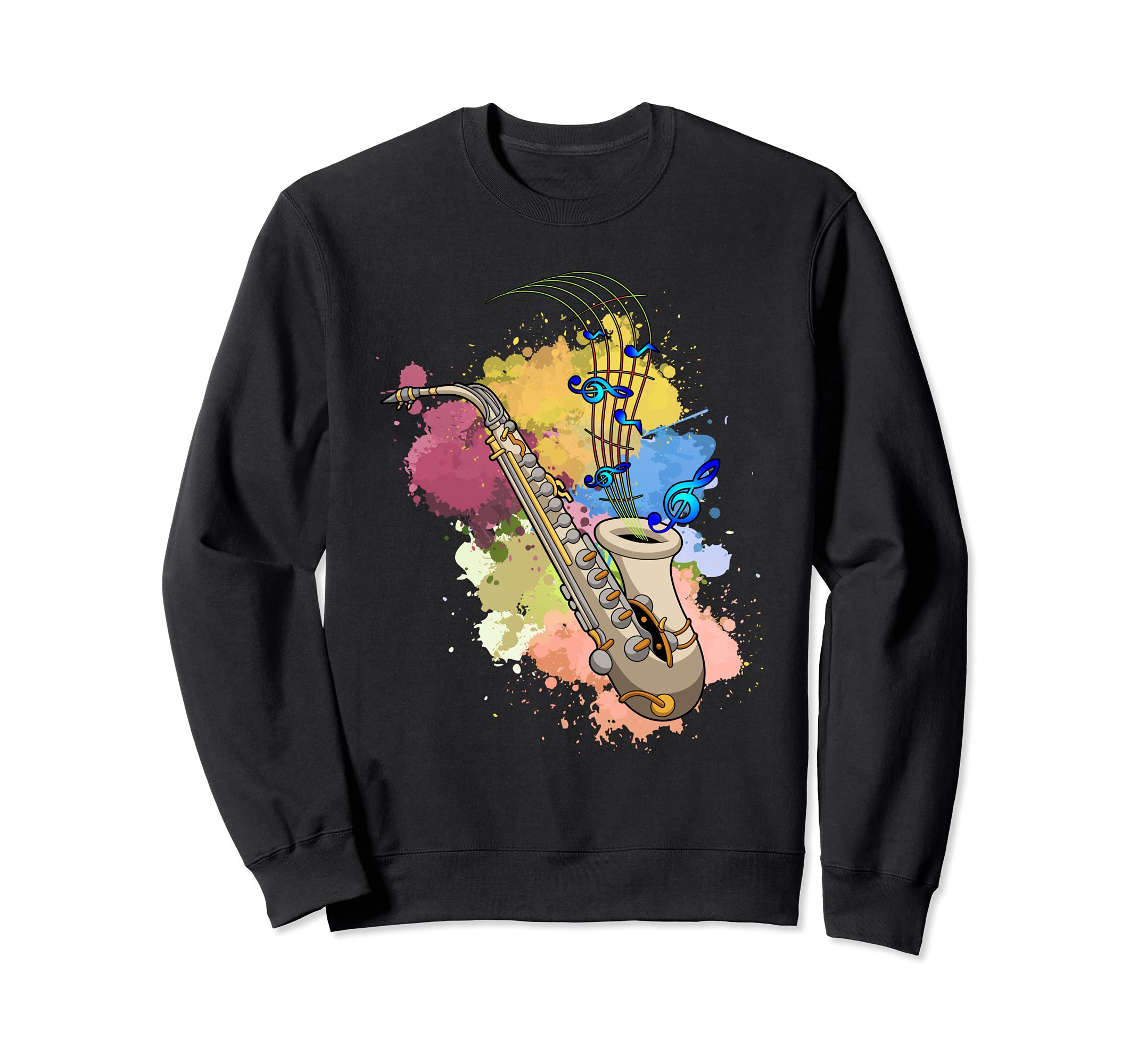 Colorful Saxophonist Jazz Musician Sax Player Saxophone Sweatshirt, Black