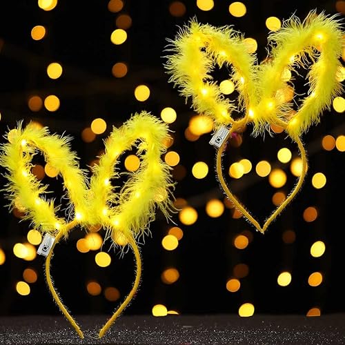 Miniatura 3 de Diademas iluminadas con luces LED con orejas de conejo, para Pascua, Navidad, Halloween, accesorios para el cabello para mujeres y niñas (2