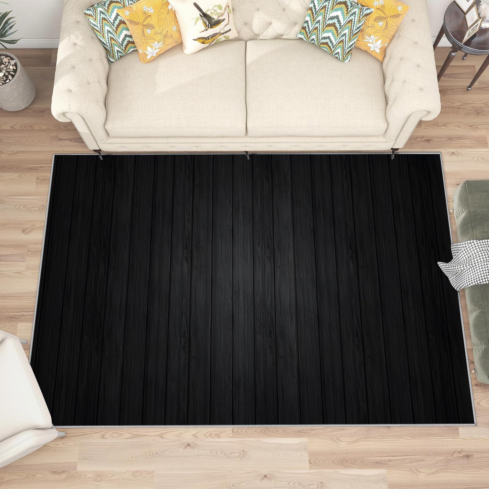 Tapis de sol absorbant noir 160x200 lavable pour enlever les taches du salon