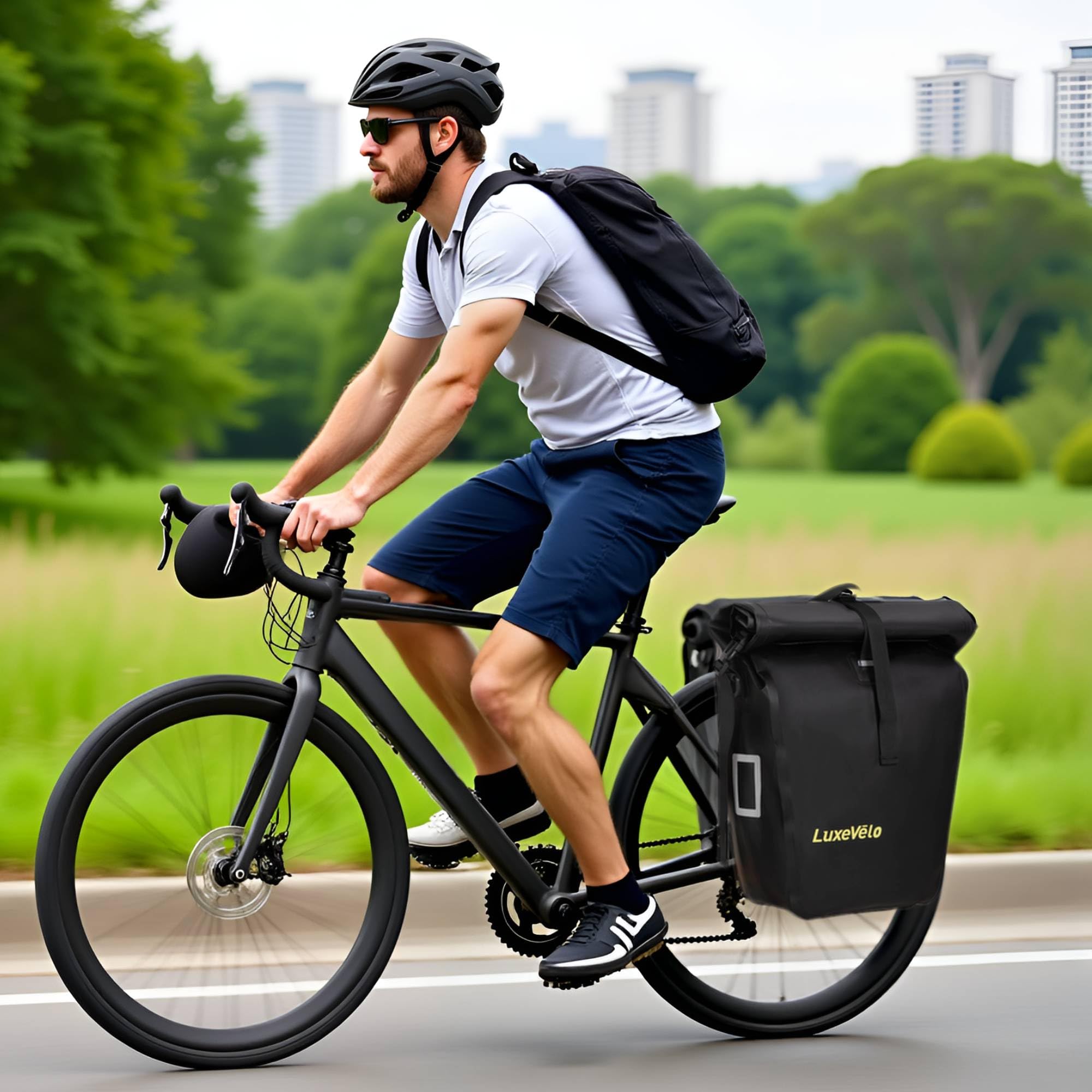Bike Pannier, Waterproof 27L Pannier Bike Bag with Removable Shoulder Strap, Reflective Safety Design, Adjustable Clips Fit All Bike Racks, Bicycle Pannier for Cycling Commuting Travel