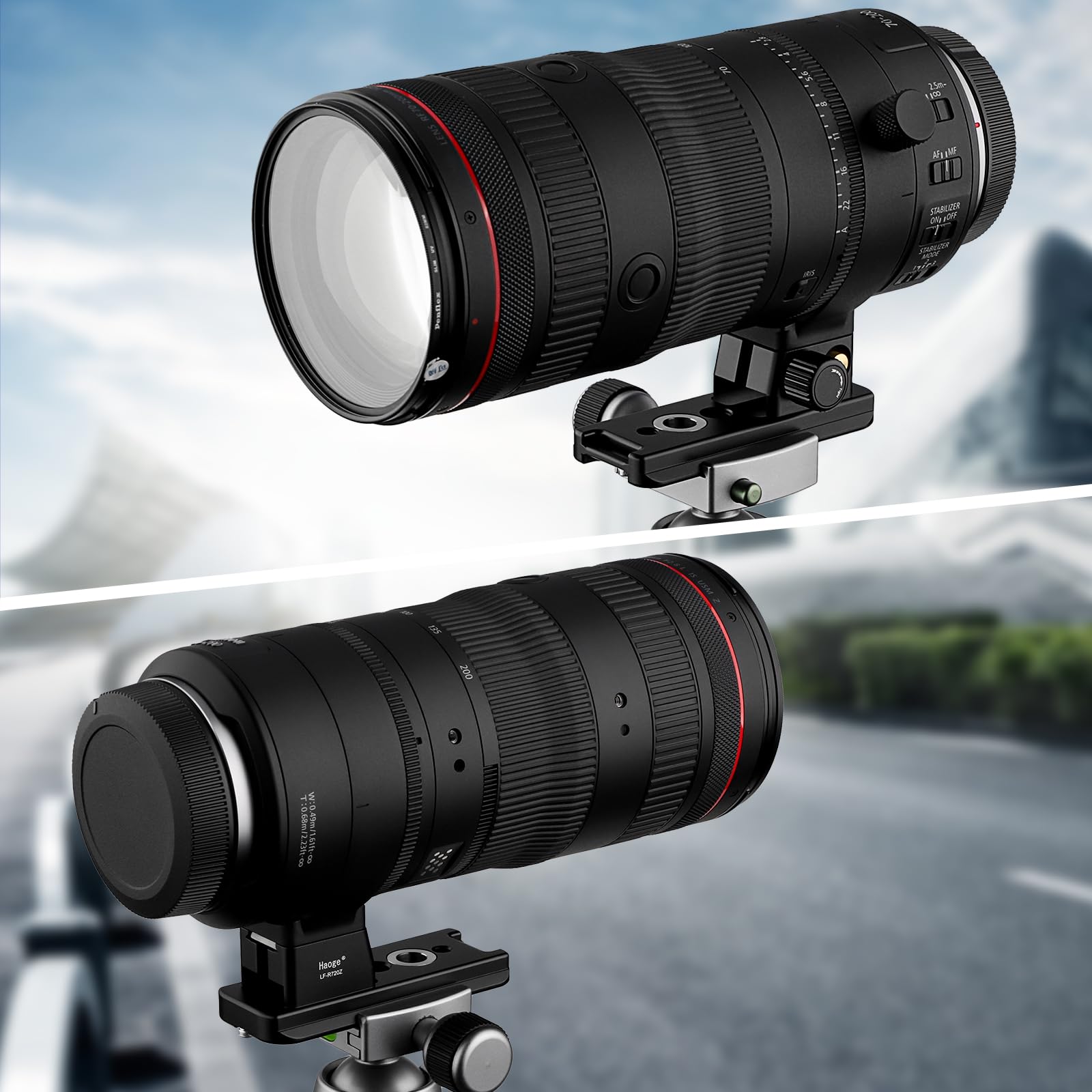 Haoge rf 70-200 Z Objektivmanschette Ersatzfuß für Cacon RF70-200 mm F2.8 L IS USM Z Objektiv eingebaute Arca-Typ Schnellwechsel-Basisstützplatte LF-R720Z