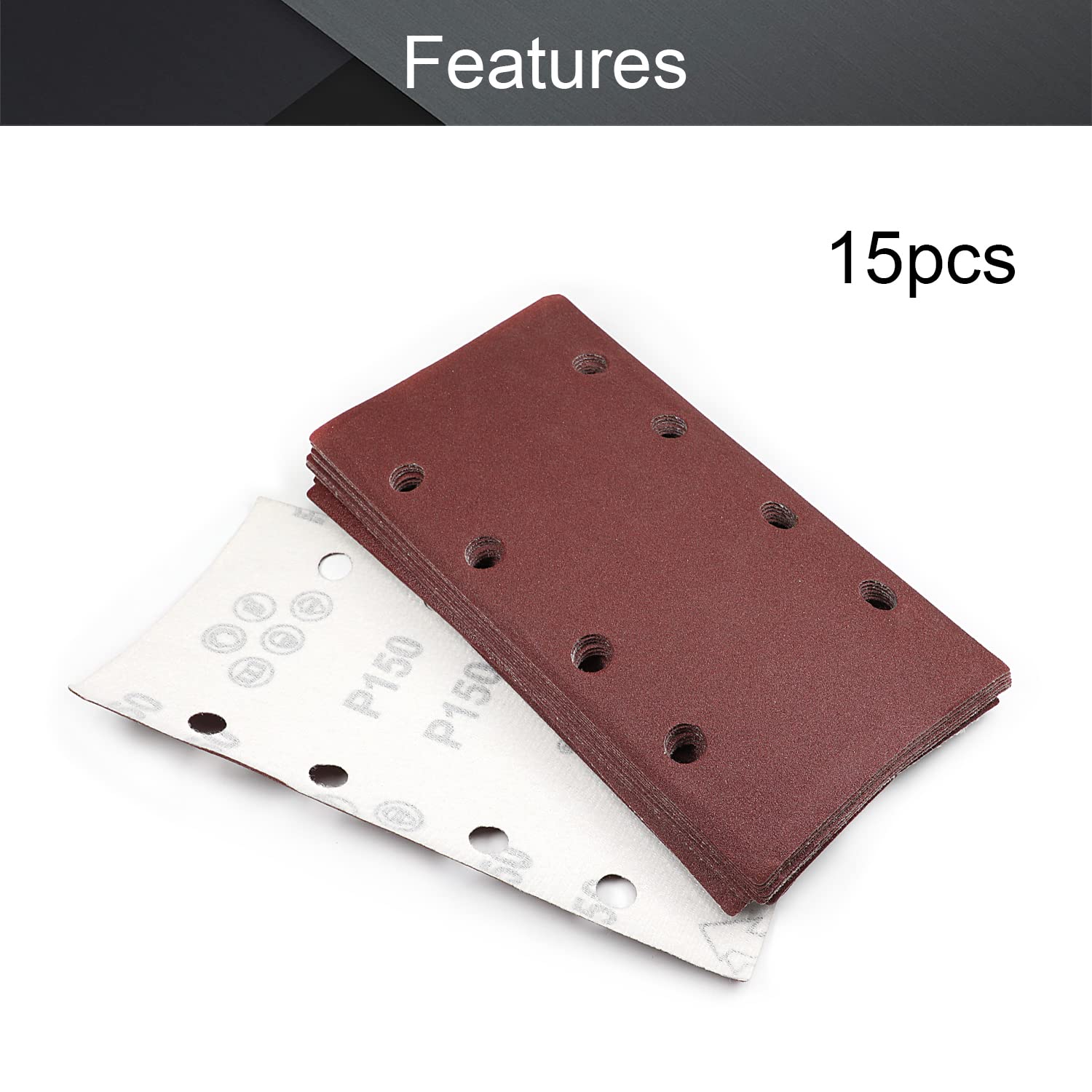 Utoolmart 150 Grit Sanding Sheet Sander Sandpaper Hook and Loop Pads 8 Hole 15pcs