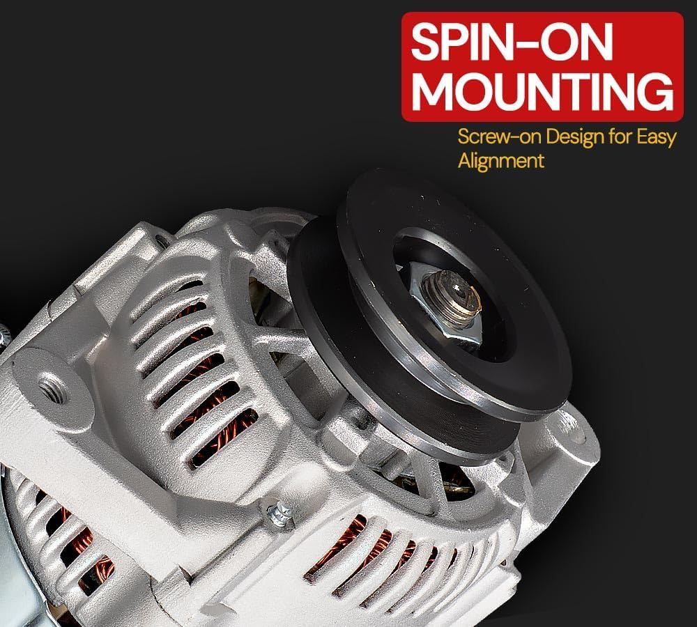 Mytee Products Heavy-Duty 12V Spin-On Alternator Fits with Perkins, Caterpillar, Kohler Engines KDW-702, KDW702 Replaces 185046470, 93097, 101211-2951, 101211-8810, 1012118810, AM809216