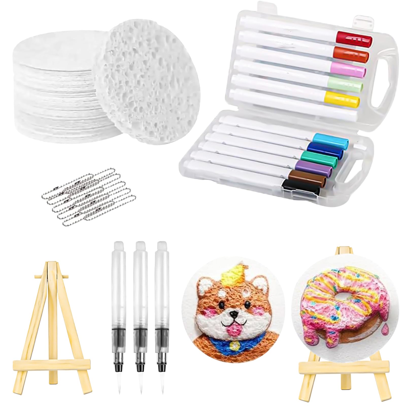 JOOTUEPO Kit Peinture Texturée Magique Puffy - Peinture 3D Effet Popcorn Avec Éponge, Toile DIY Carrée