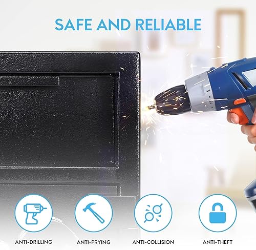 Miniatura 5 de Caja fuerte de acero resistente de 2.5 pies cúbicos con teclado digital y ranura de depósito, 20 x 15.7 x 13.8 pulgadas, caja de seguridad