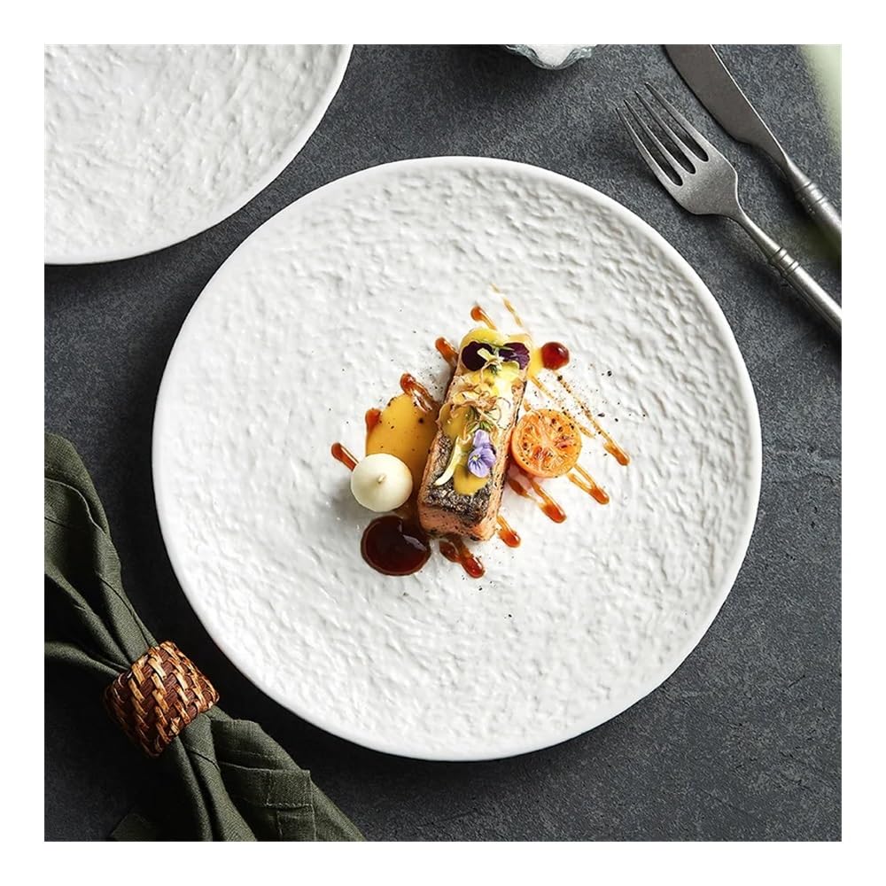 Talerze, Elevate Your Dining Experience with this French White Ceramic Dish - Perfect for Steak Lovers! Talerze Ceramiczne(8-inch)