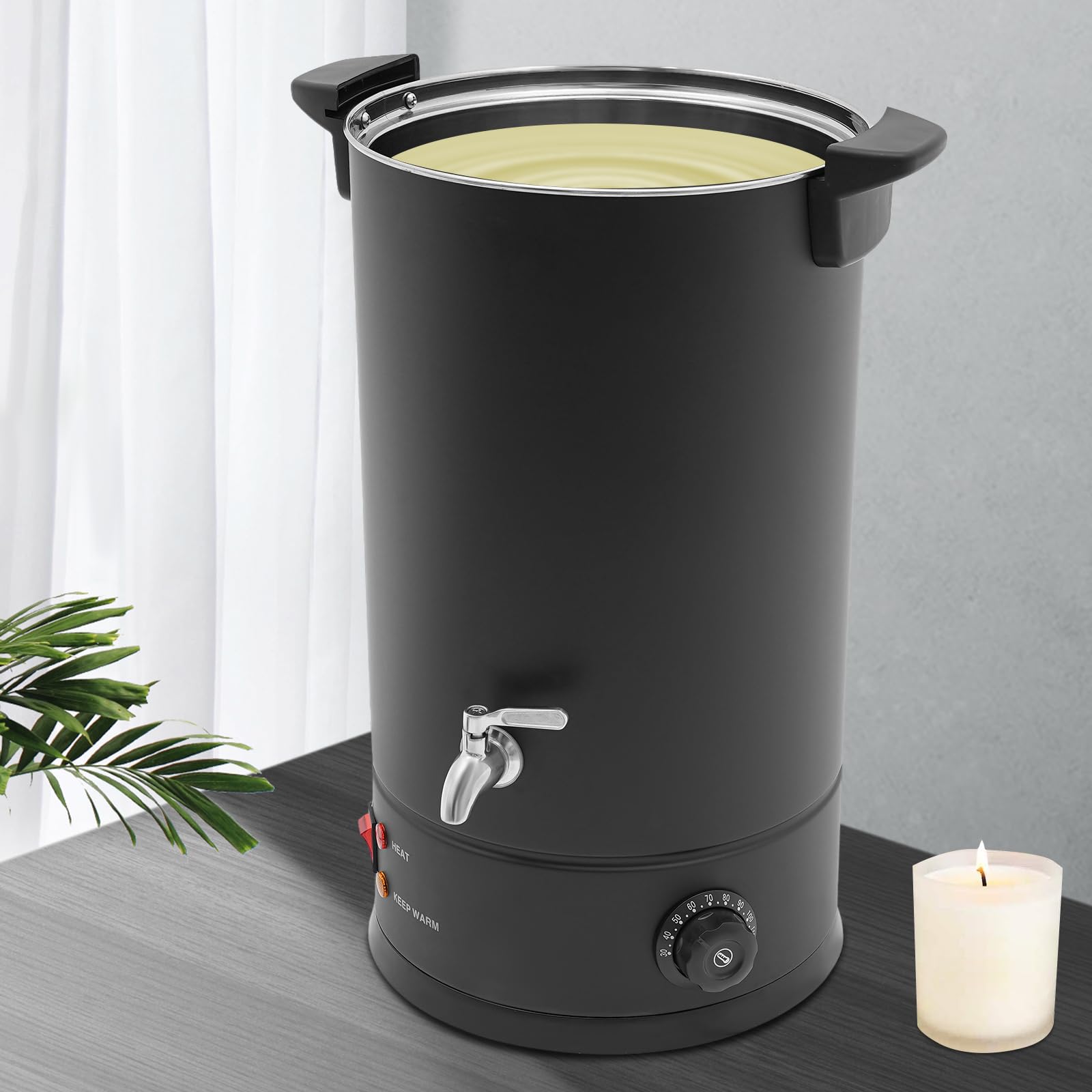 Duoruameng 15 l topiarka do świec, 1800 W, elektryczna doniczka do topienia wosku, stal nierdzewna, z dzióbkiem do samodzielnego wytwarzania świec, 30-110°C (czarny)