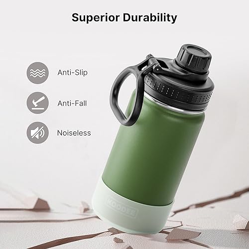 Miniatura 3 de koodee Botella de agua aislada de acero inoxidable de 18 onzas, doble pared al vacío, botella de agua deportiva de boca ancha con 3 tapas, botella