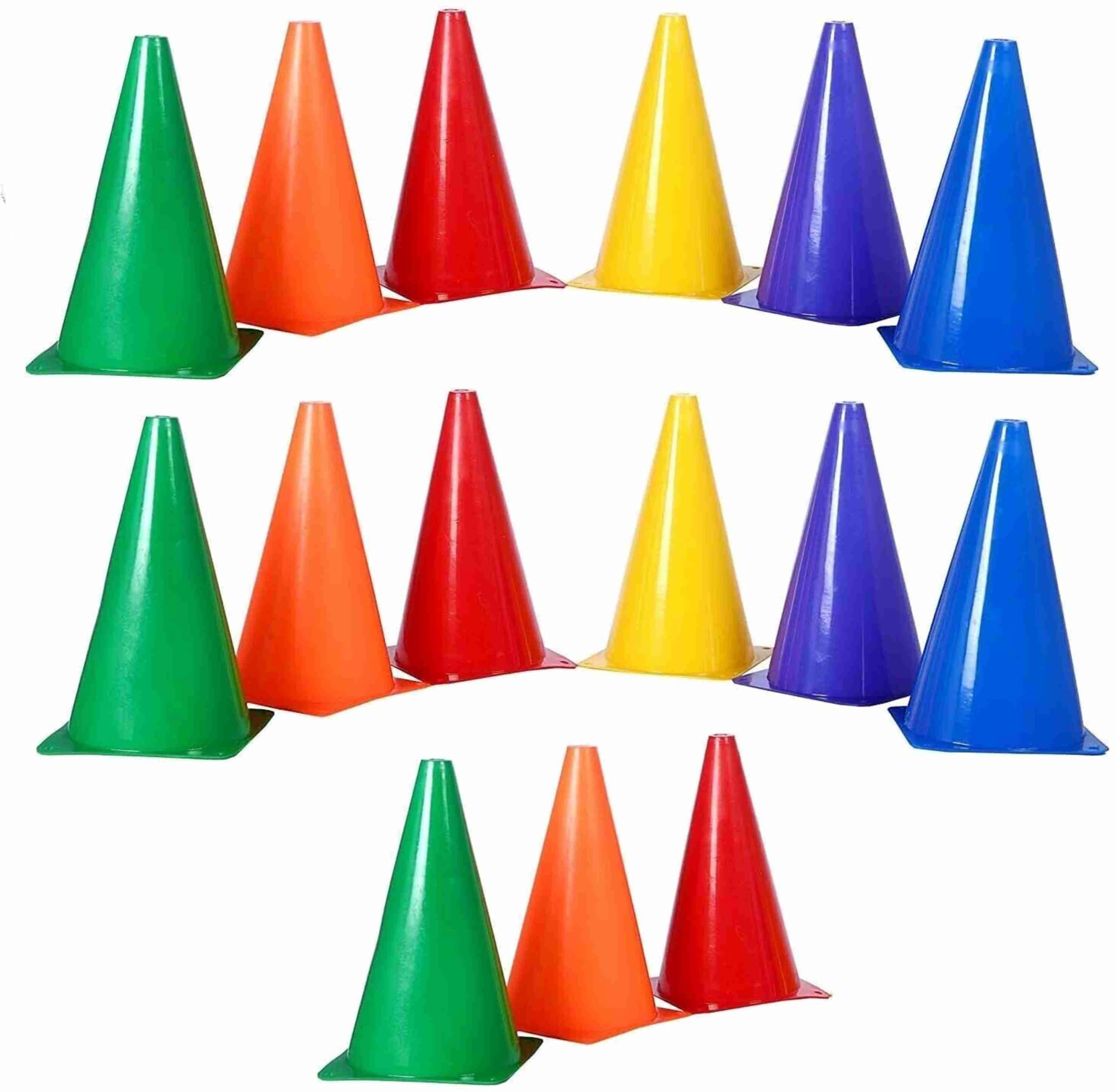 HYORTS® Training Cones, 15.24 cm(6 inch), Set of 15, Multi-Colour Sports Agility Markers for Football,Cricket Basketball and Many More-image-48