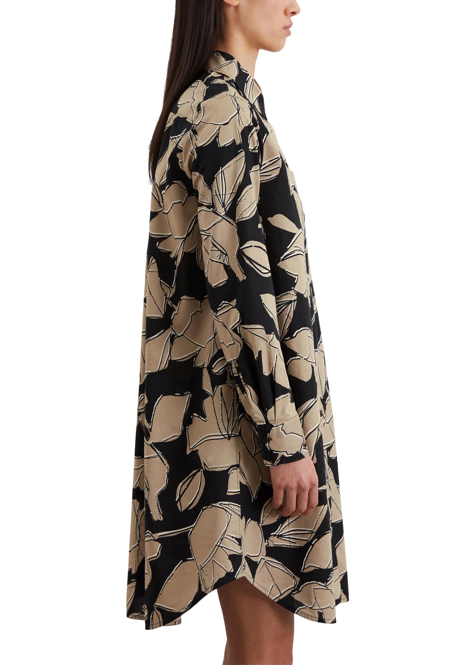 Marc O'Polo Damen Hemdblusenkleid mit Allover-Print Knielang