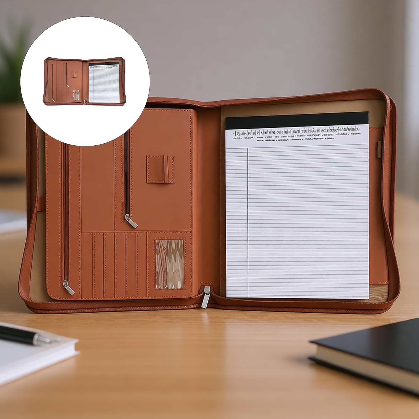 Cartella per conferenze aziendali con, Brown leather folder