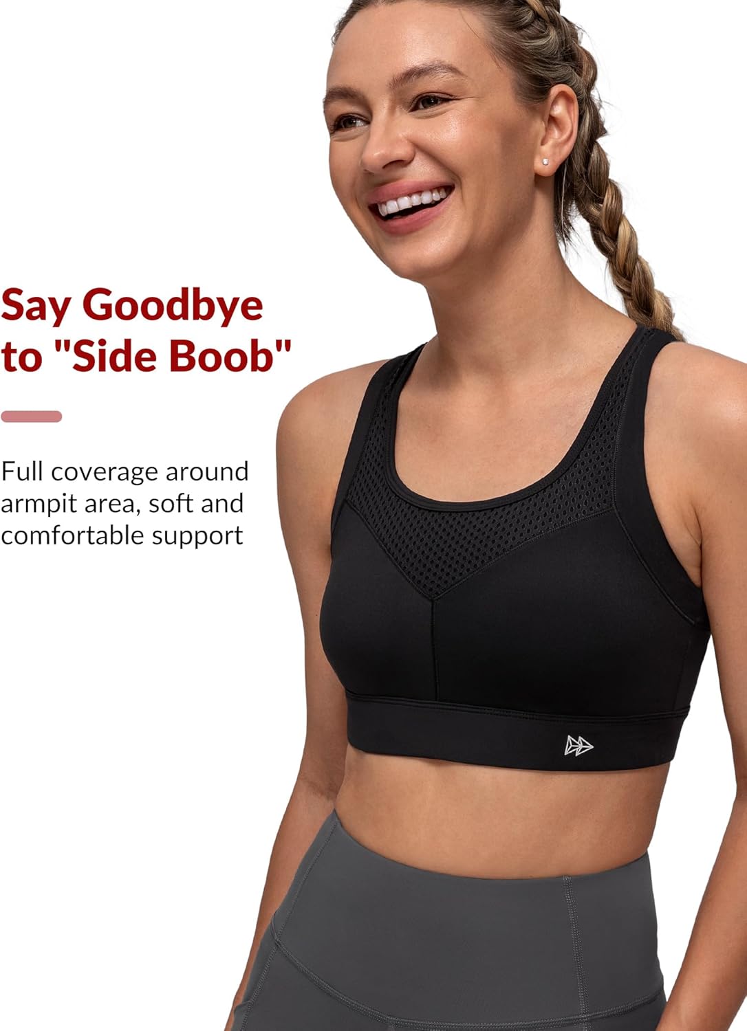 Yvette Racerback Sports Bras for Women High Support Running Supportive Sports Bra with Sewn in Pads