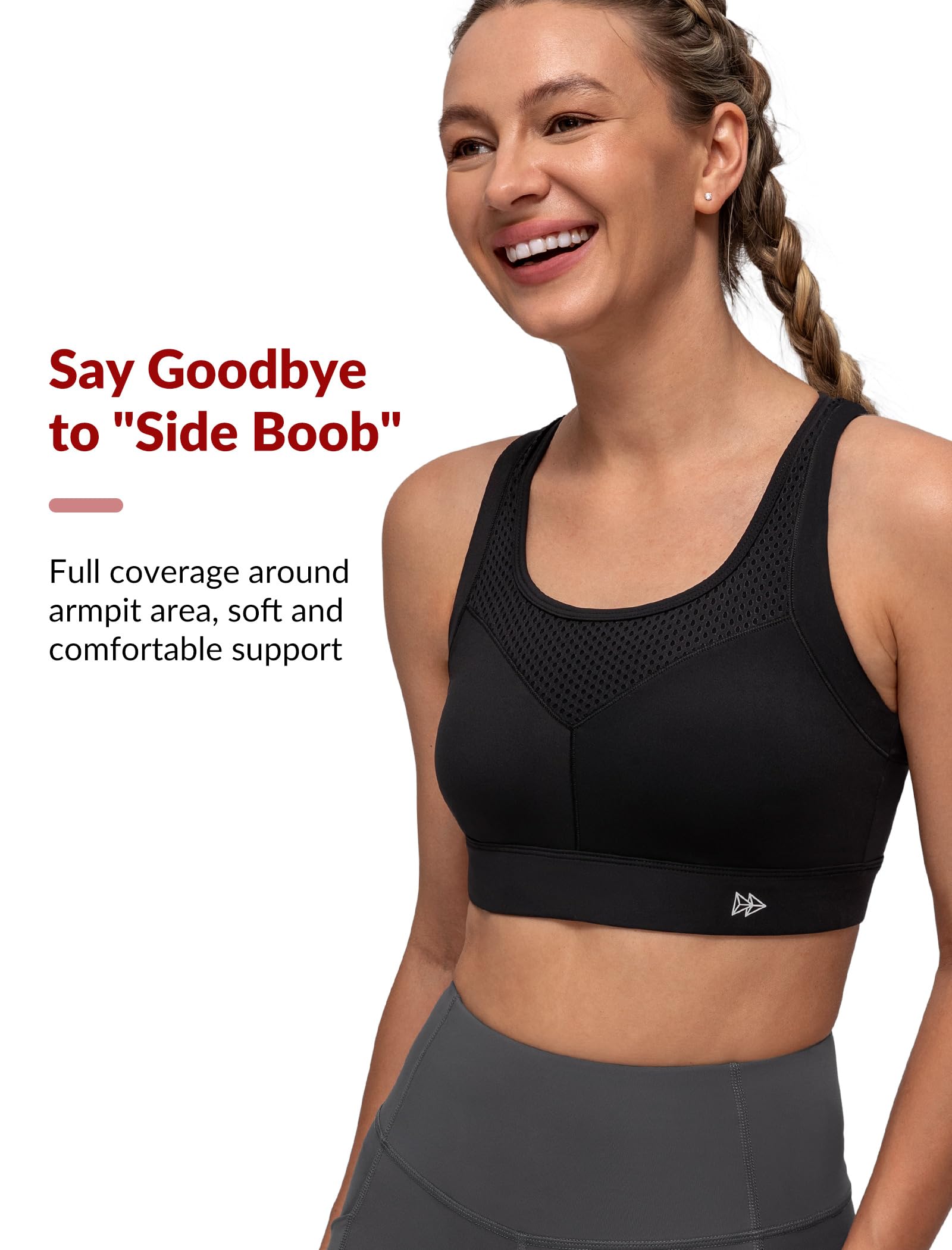 Yvette Soutien-gorge de sport dos nageur pour femme, soutien élevé, soutien-gorge de sport avec coussinets cousus