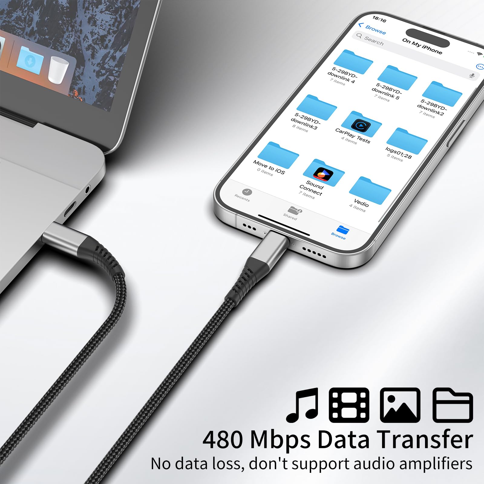 Confezione da 3 cavi USB C a Lightning da 0,6 m, cavo di ricarica USB C per iPhone, certificato MFi, cavo Lightning per iPhone PD da 0,6 m, ricarica rapida per iPhone 14, 13, 12, 11, Pro Max, Xs Plus