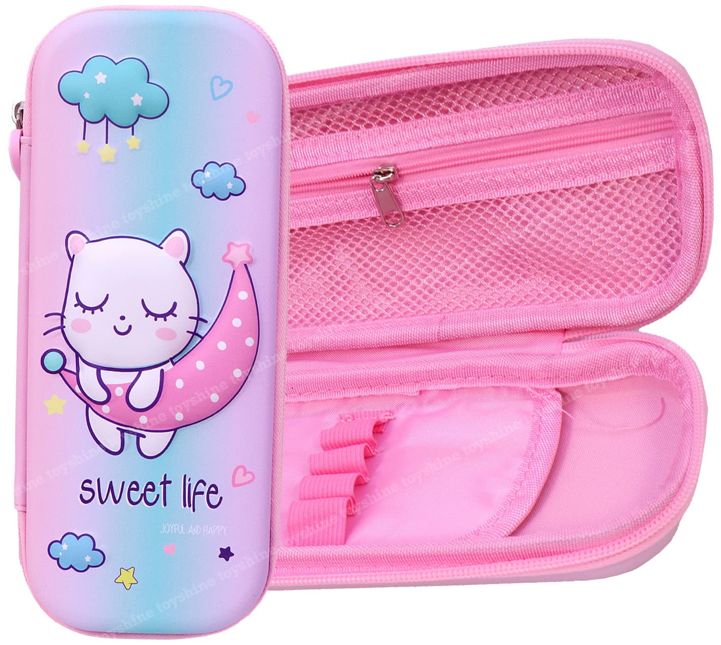 Toyshine Moon Kitty Hardtop Pencil Case with Multiple Compartments - Kids School Supply Organizer Students Stationery Box - Girls Pen Pouch- Multi-Color (B0BH53W2WV) Amazon Price History, Amazon Price Tracker
