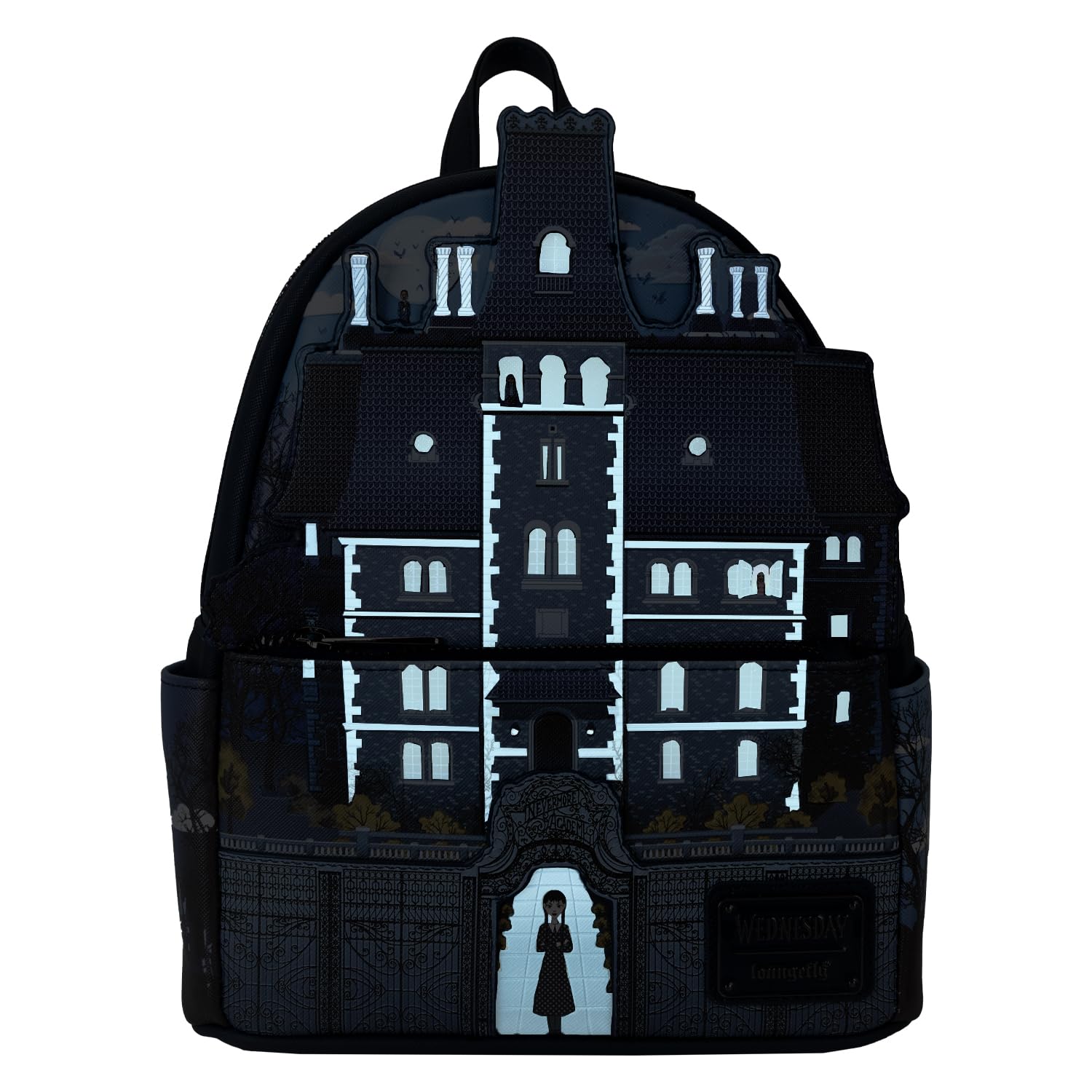 Loungefly Wednesday Addams Mini Floral Backpack Black Embossed WEDBK0006-  main image 2