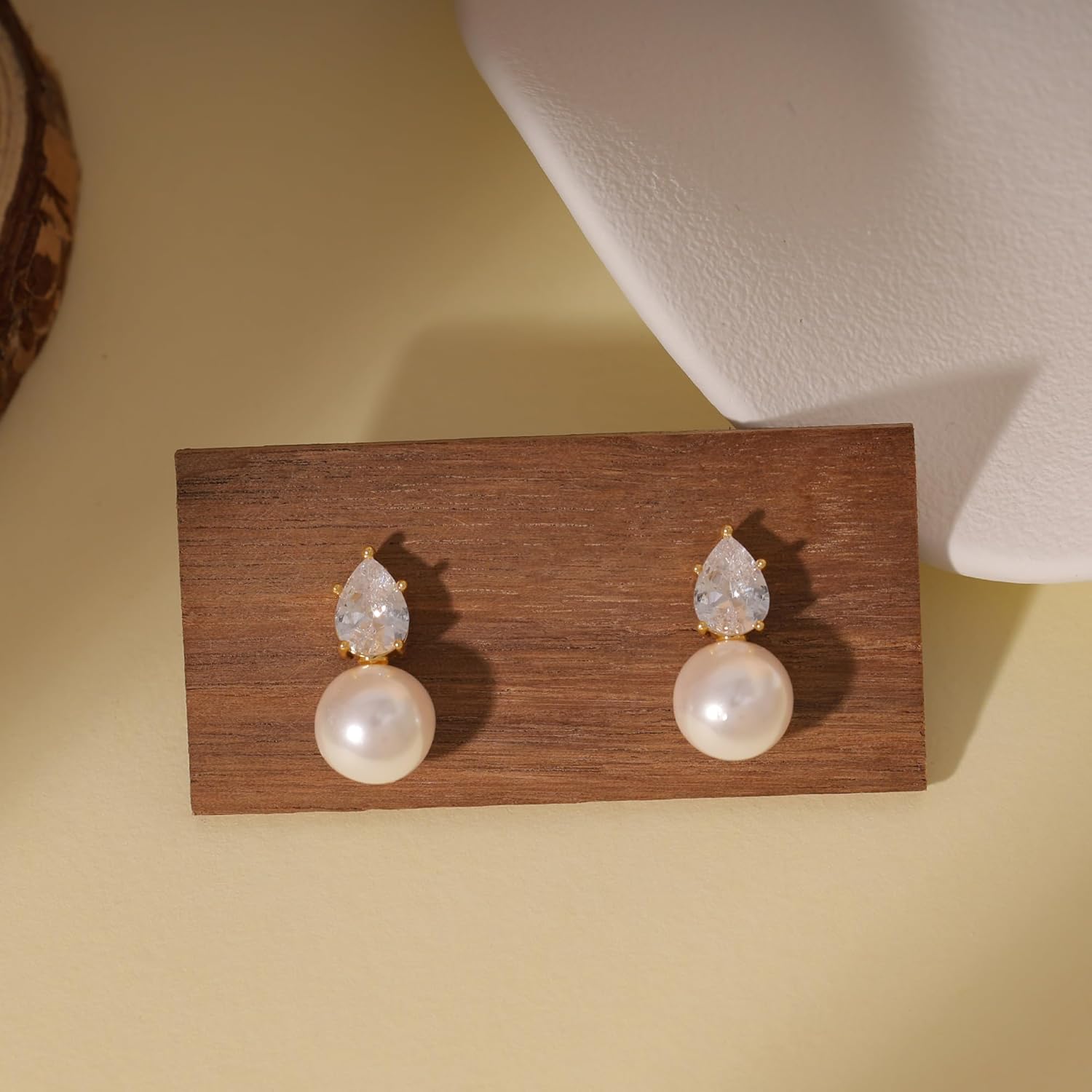 SELSHE Dangle Earrings for Women, 14k Gold Plated Pearl Drop Earring Dainty Gold Earrings for Women Trendy Cute Prom Bridal Earring Long Wedding Pearl Earring Formal Jewelry - Image 6