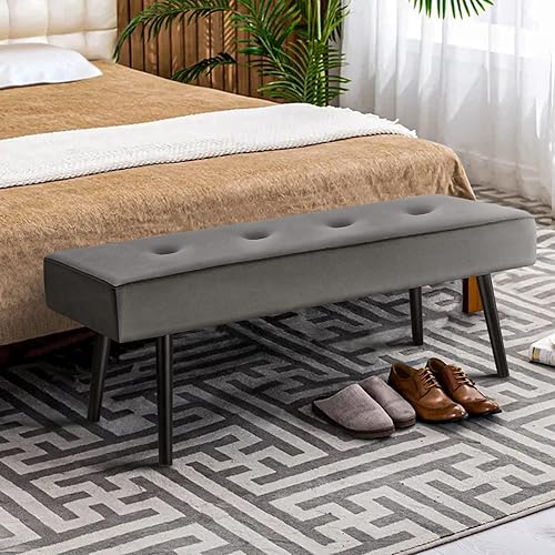 Miniatura 8 de Banco de entrada  Banco verde para dormitorio, moderno extremo otomano de cama, bancos acolchados de terciopelo para sala de estar, vestíbulo,