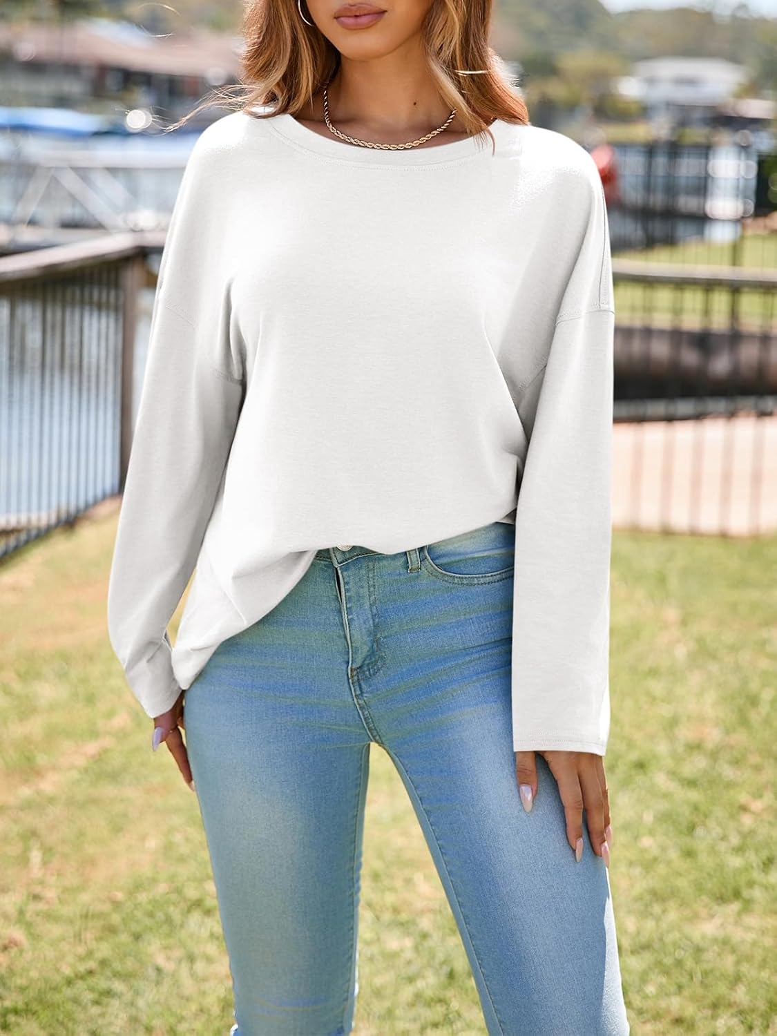 Cicy Bell Womens Oversized Long Sleeve T Shirts Casual Crewneck Trendy Tunic Tops 2025 Loose Fit Basic Tees - Image 3