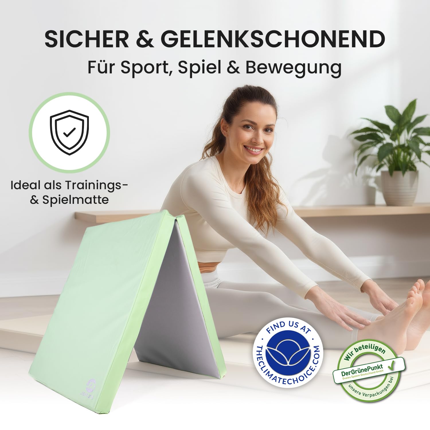 Jeflex – Esterilla plegable y esterilla de gimnasia plegable 1 vez – 200 x 70 x 8 cm – Fabricado en Alemania/esterilla de gimnasia portátil/ahorra espacio y esterilla de juego para habitación infantil