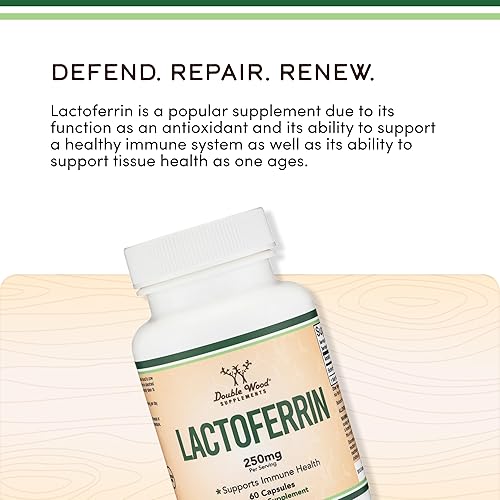Miniatura 4 de Lactoferrina 250 mg por porción (60 cápsulas) Bioferrina patentada Lactoferrina - Suplemento de hierro superior para la deficiencia de hierro y